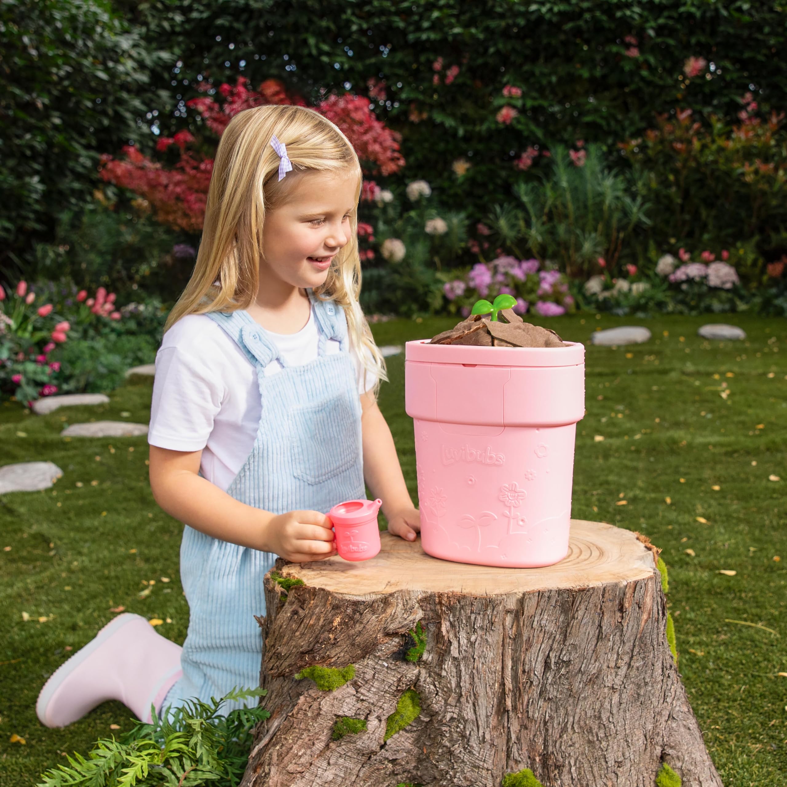 LUVIBUBS Sweetheart Sophie Baby Doll - Grows from Flower Pot, Transforms to Highchair | Ages 3+ 8