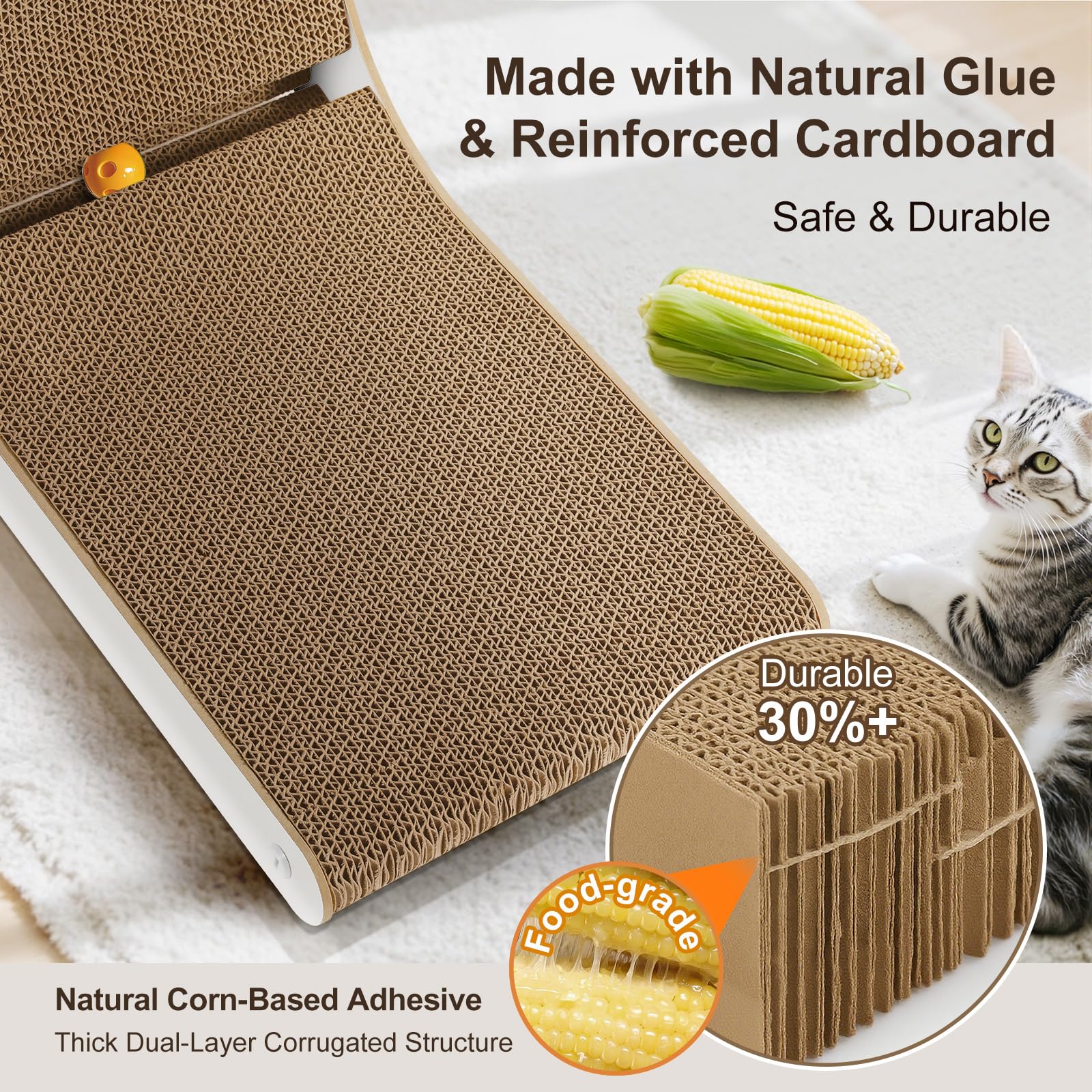 Gimars L-Shaped Cat Scratcher - Protect Furniture | 47cm | Cardboard