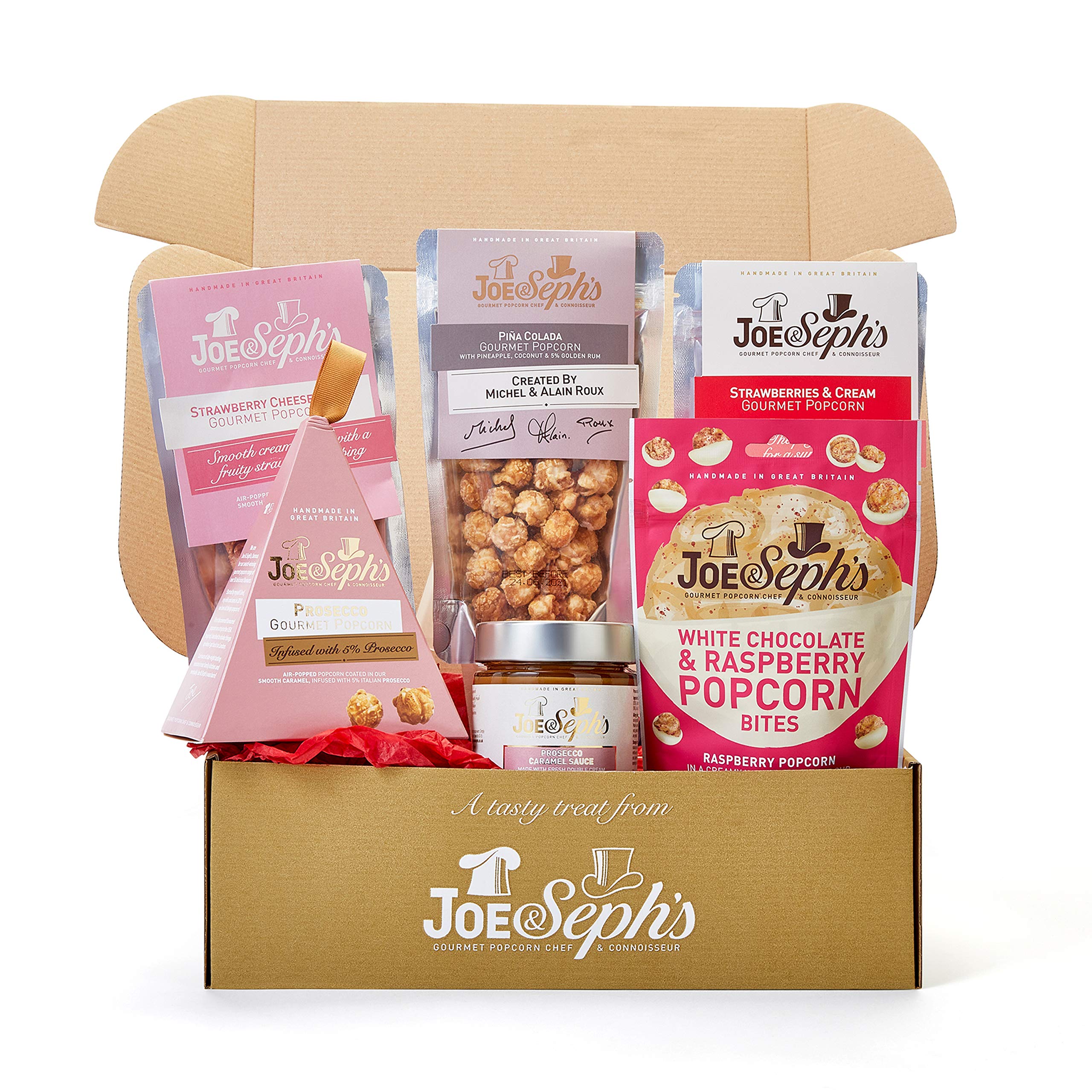 Joe & Seph's Popcorn Pamper Gift Box - Gourmet Popcorn Collection with Prosecco & Chocolate Flavors 1
