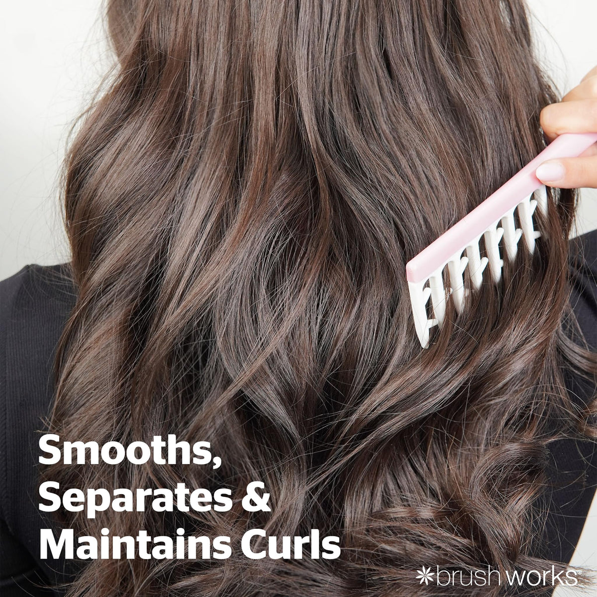 Brushworks Smoothing Curl Comb - Detangling, Frizz-Reducing, Curl Definition | Pink 4