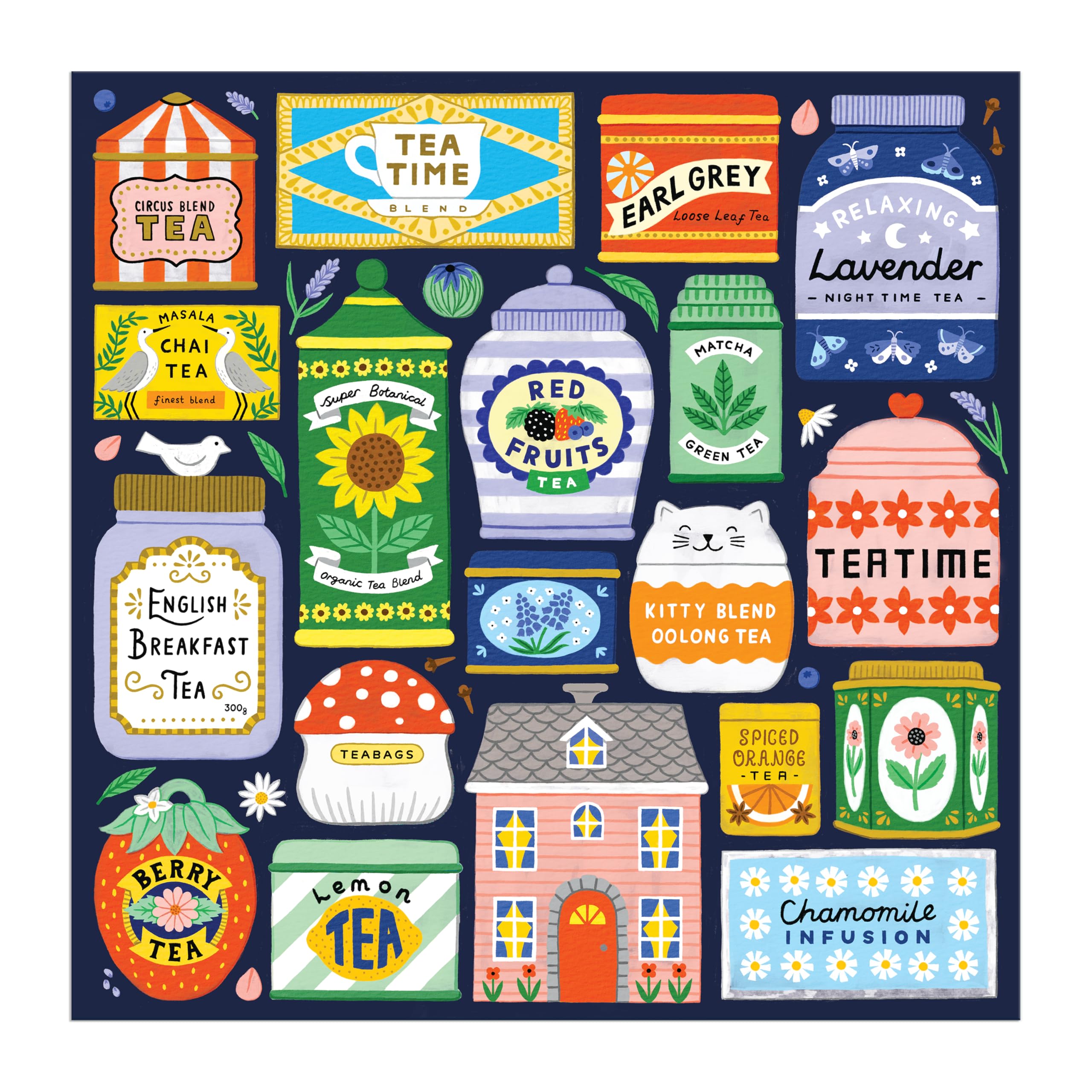 Galison Spot Of Tea 500 Piece Jigsaw Puzzle | 27" x 20" Finished Size | Recycled Materials