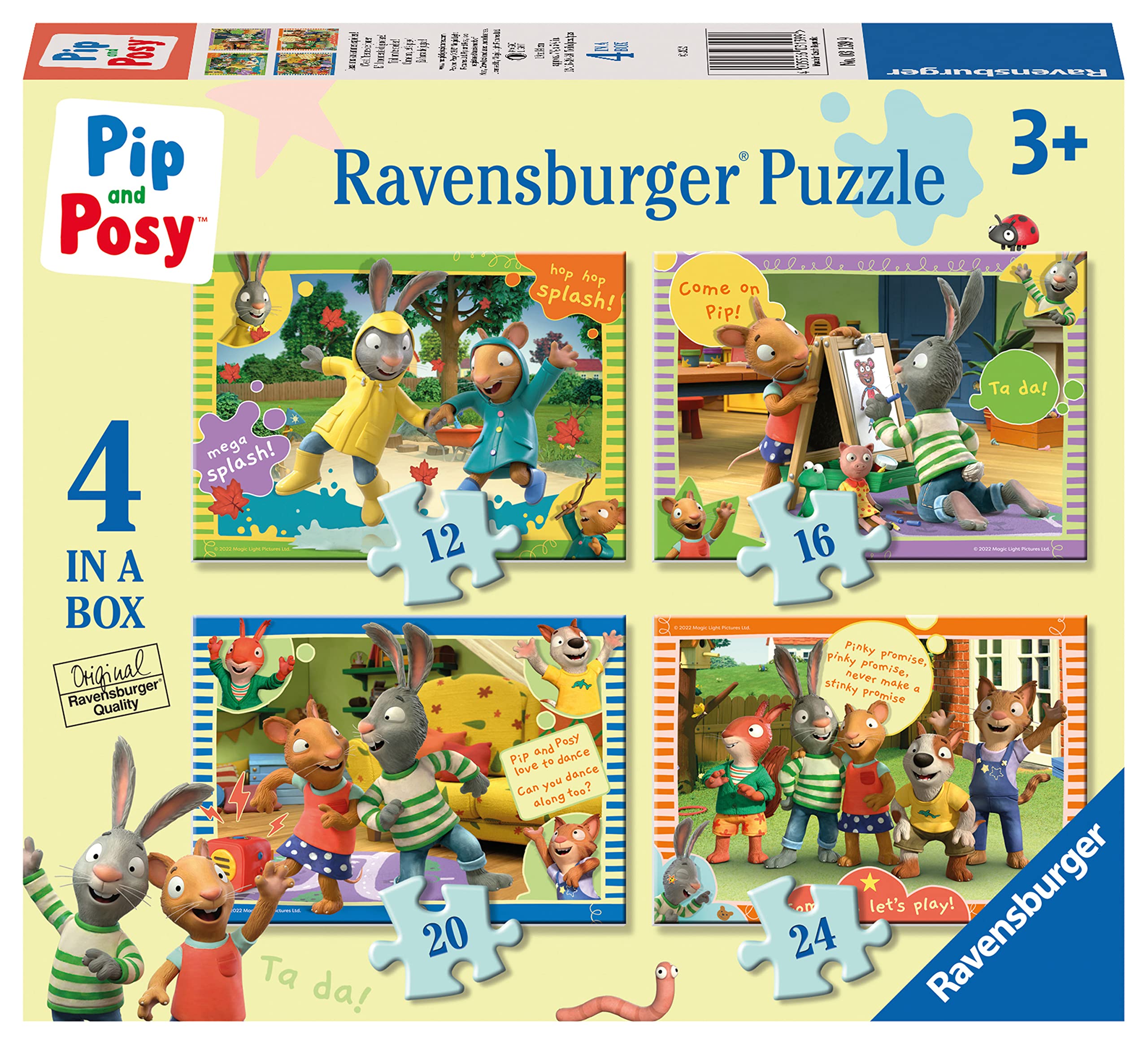 Ravensburger Pip & Posy 4-in-Box Jigsaw Puzzle Set - 12 to 24 Piece Puzzles for Kids 3 Years Up 1