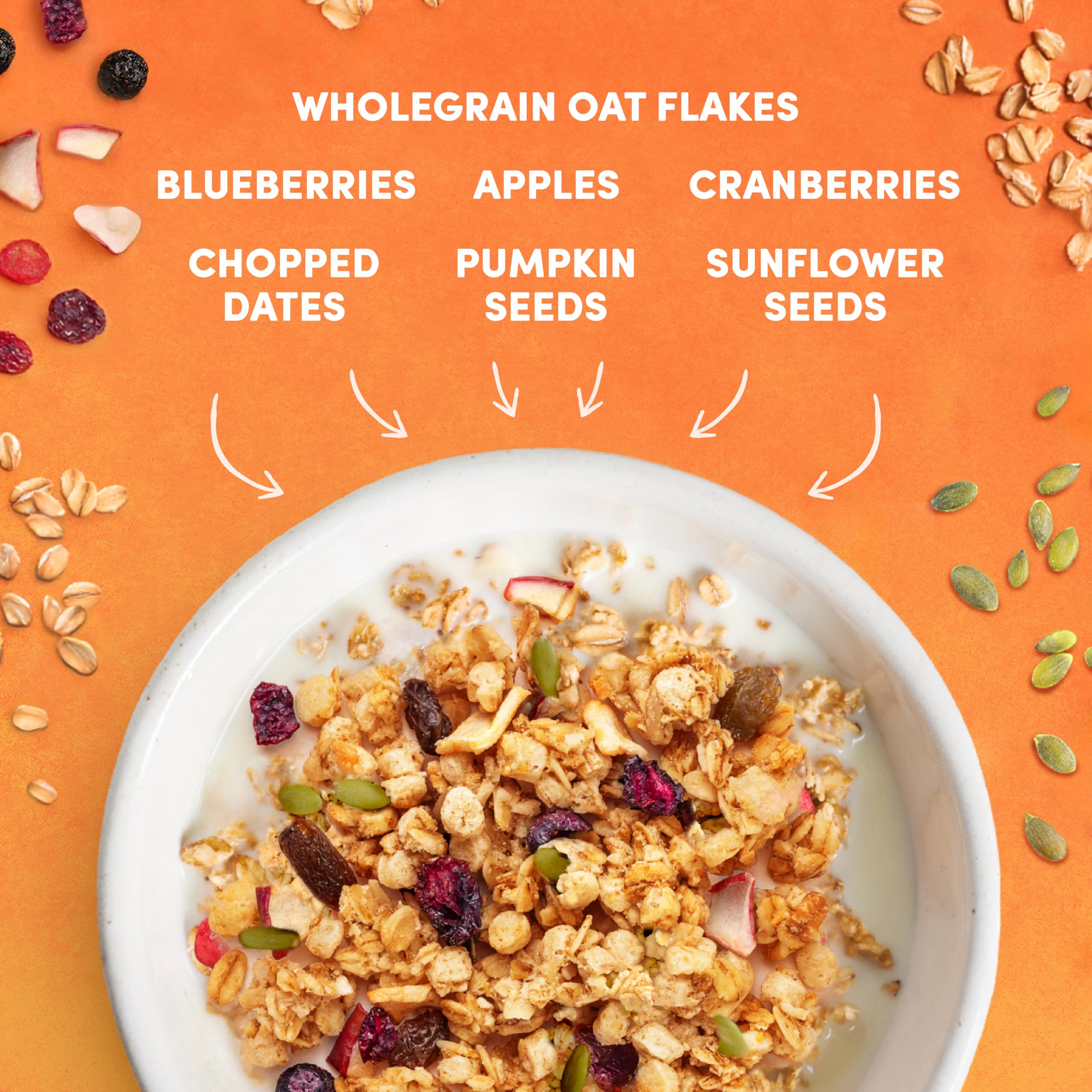 JORDANS Granola No Added Sugar Apple & Berries Cereal | 4 x 425g Multi-pack | High Fibre