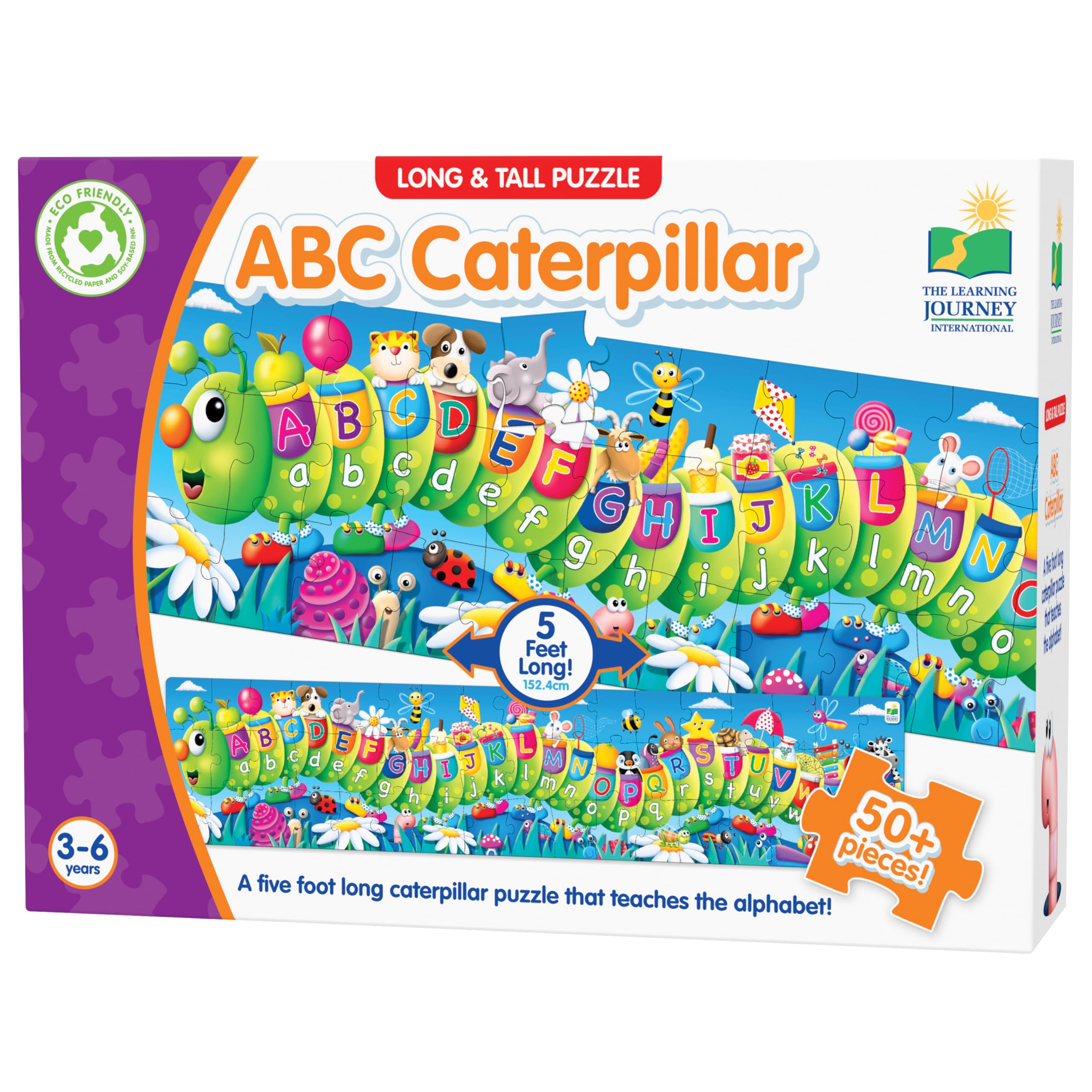 The Learning Journey ABC Caterpillar Floor Puzzle - 51 Pieces | Learn Alphabet & Letter Sounds | Ages 3-5