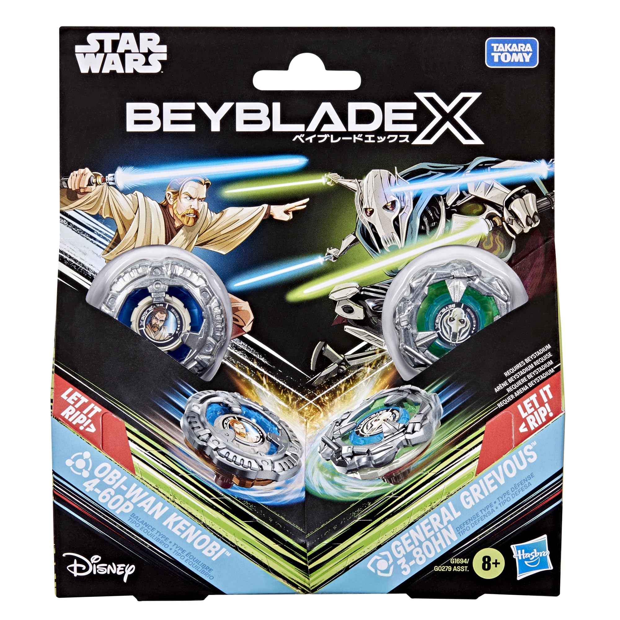 Beyblade Beyblade X Obi-Wan Kenobi 4-60P vs General Grievous 3-80HN Star Wars Collab Set 2
