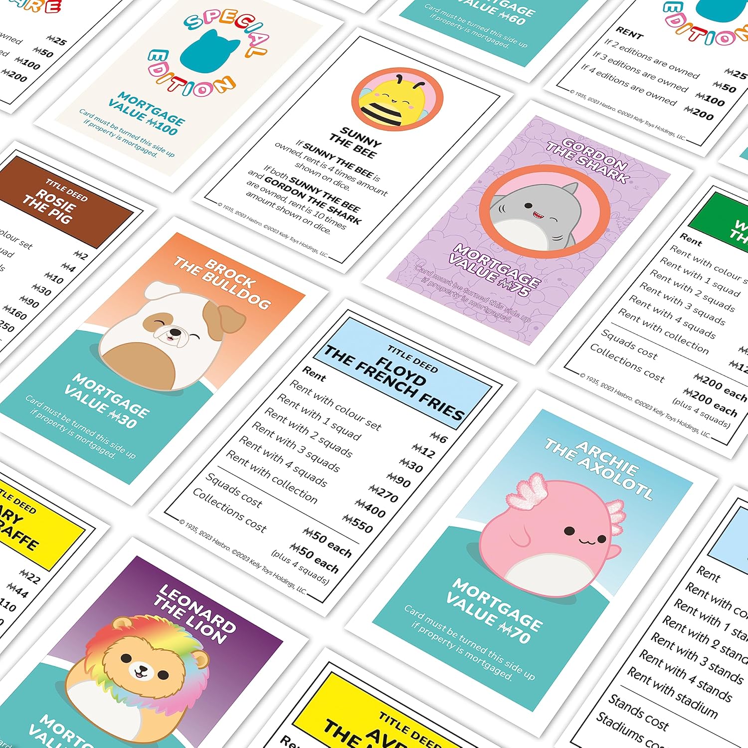 Squishmallows Monopoly Board Game Collector's Edition - Fifi the Fox & Cam the Cat Plush Included 10