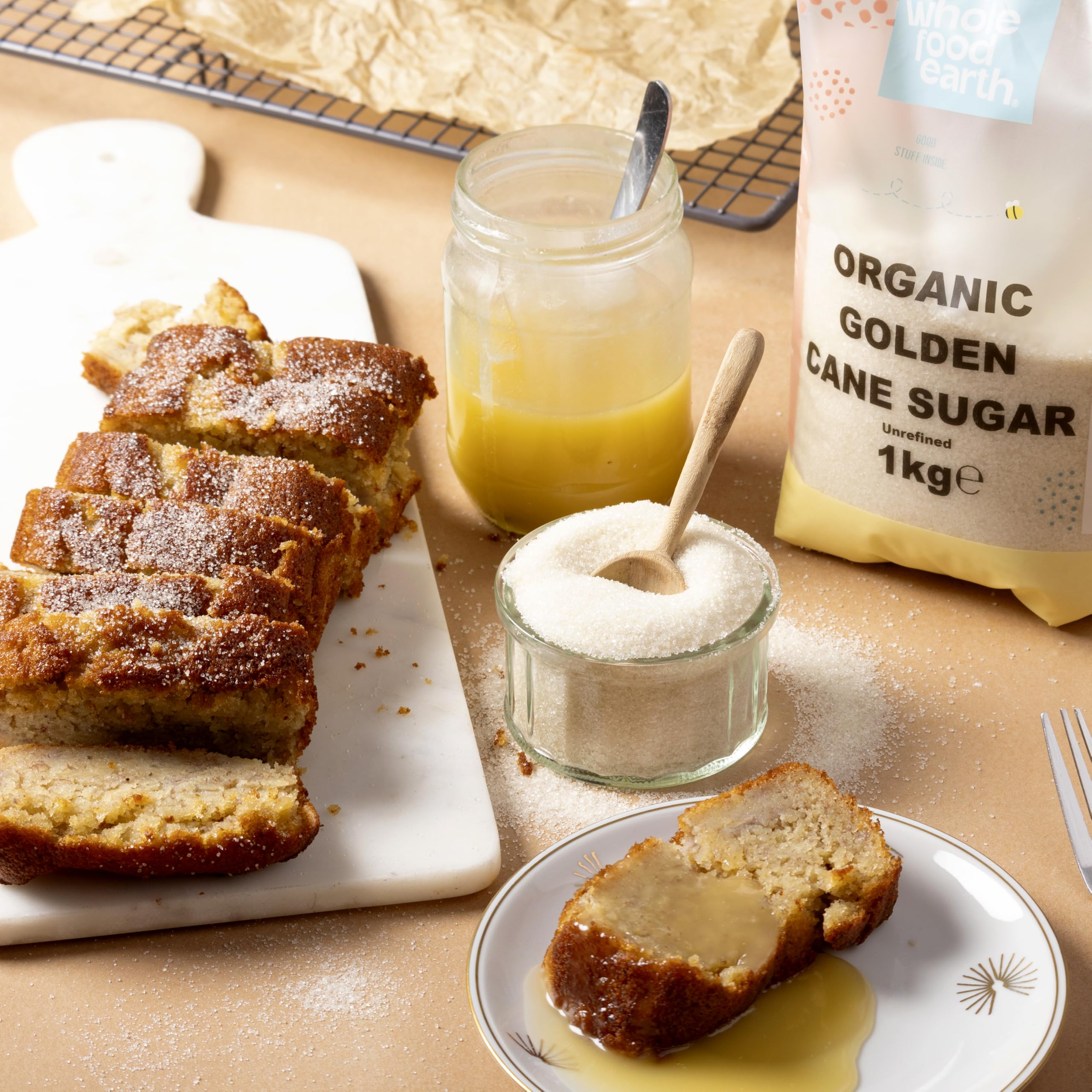 Wholefood Earth Organic Golden Cane Sugar - Unrefined Raw Sweetener | 1kg Bag 3