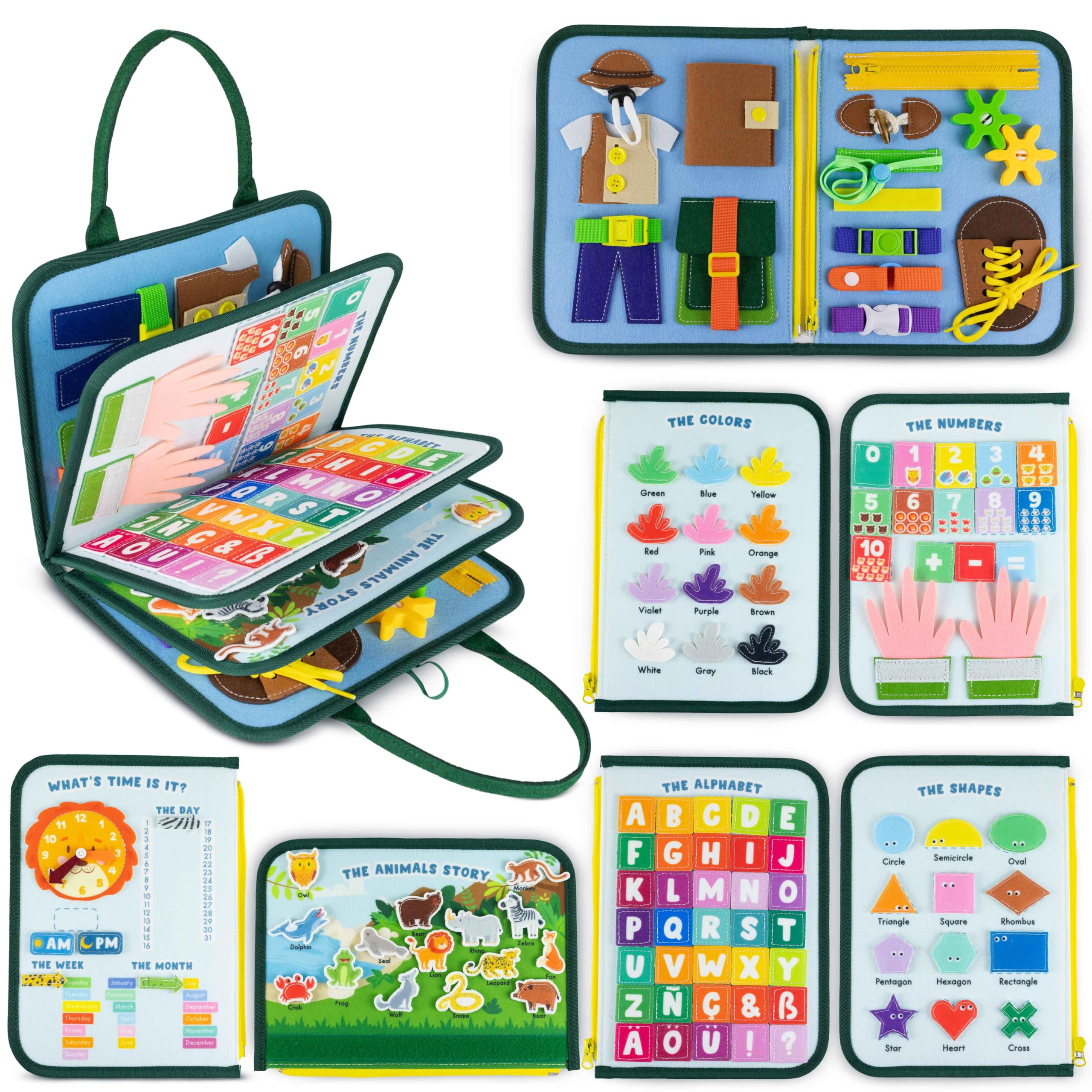 BONNYCO Busy Board for Toddlers - Montessori Educational Toy | 8 Activity Panels | Ages 10 Months+