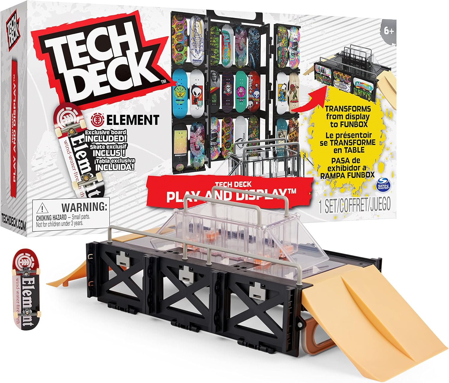 Tech Deck Play and Display Transforming Ramp Set and Carrying Case with Exclusiv