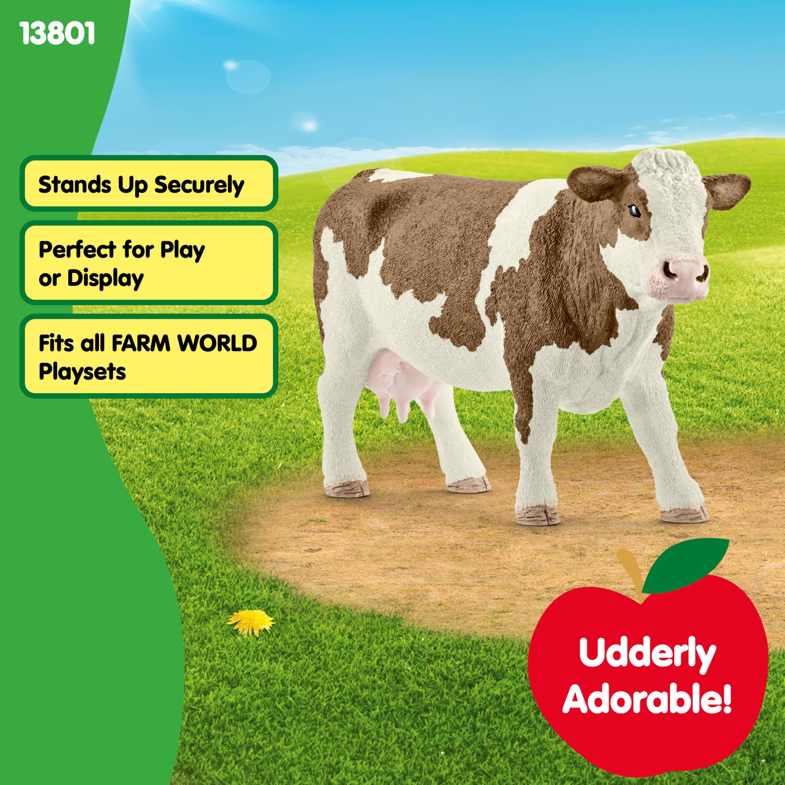 Schleich Simmental Cow Figure 13801 | Farm World Collection | Ages 3+ 4