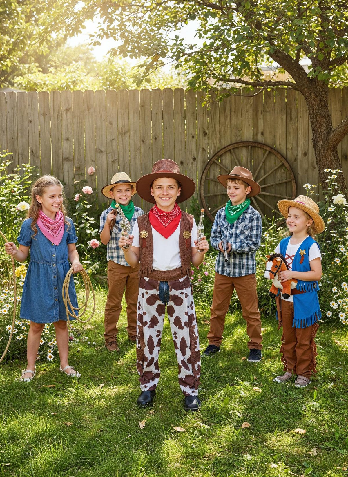 HENBRANDT Cowboy Children's Fancy Dress Costume - 5-Piece, Age 3 Years, Brown