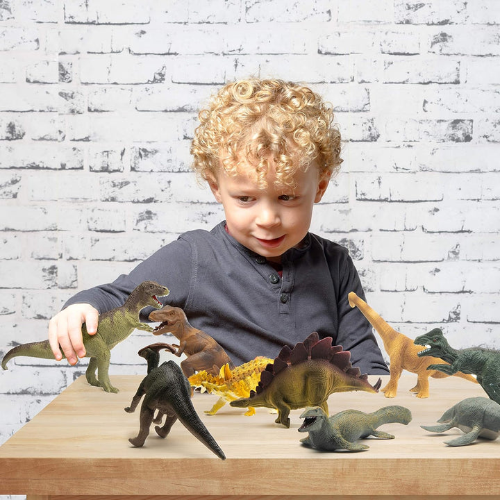 Prextex Realistic 10-inch Dinosaur Figures - 12-Pack Assorted Dinos for Kids Ages 3+ (YOUXIN TOYS FACTORY)