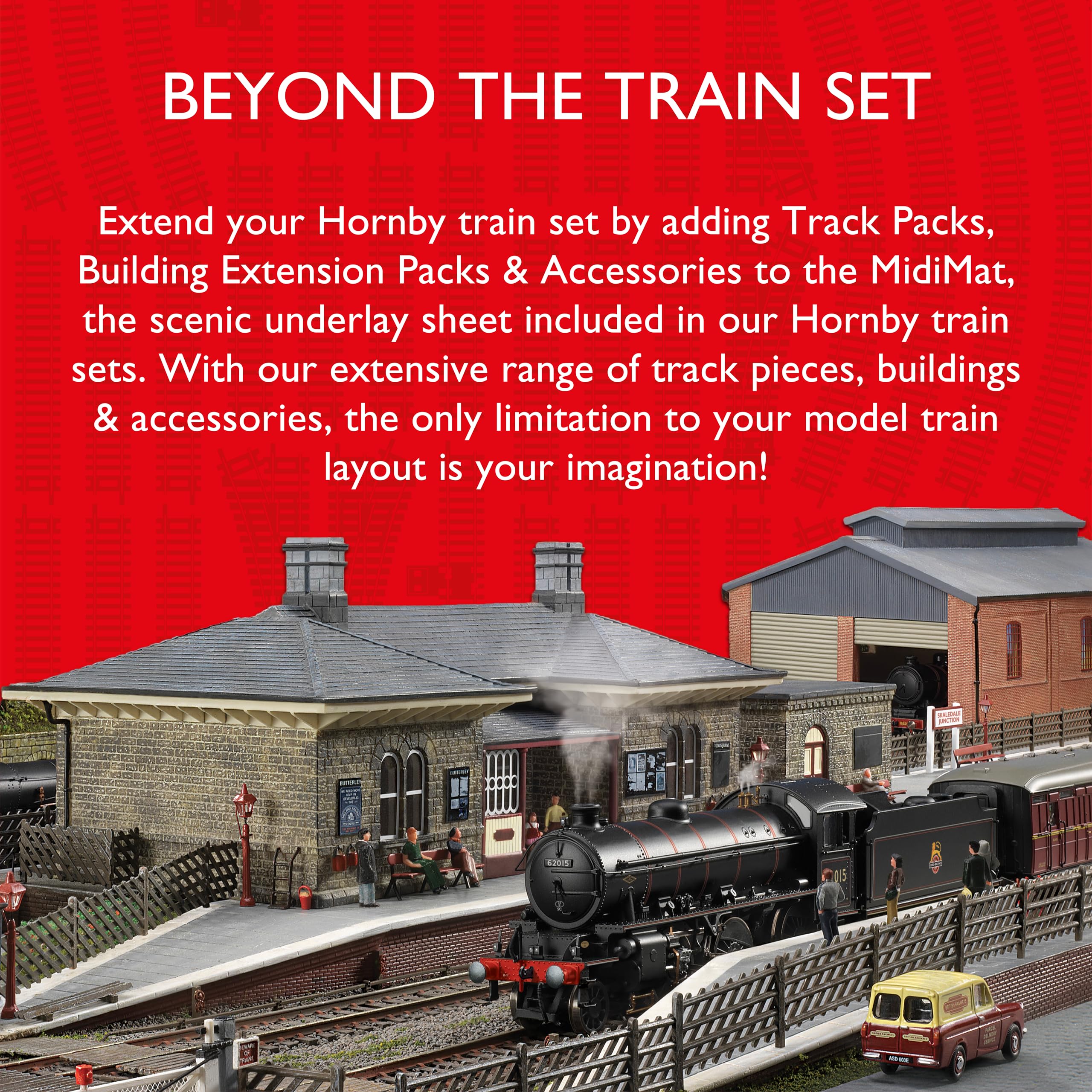 Hornby R8225 OO Gauge Track Extension Pack E - 7-Piece Model Railway Track Set with Straight, Curve, and Point Tracks 12