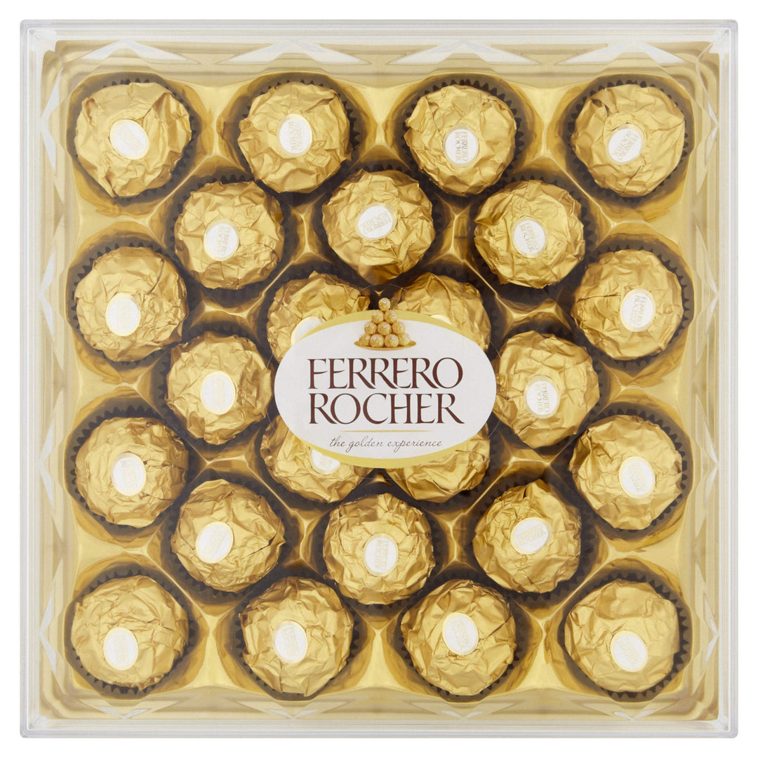 Ferrero Rocher 24-Piece Milk Chocolate Gift Box with Whole Hazelnut, 300g