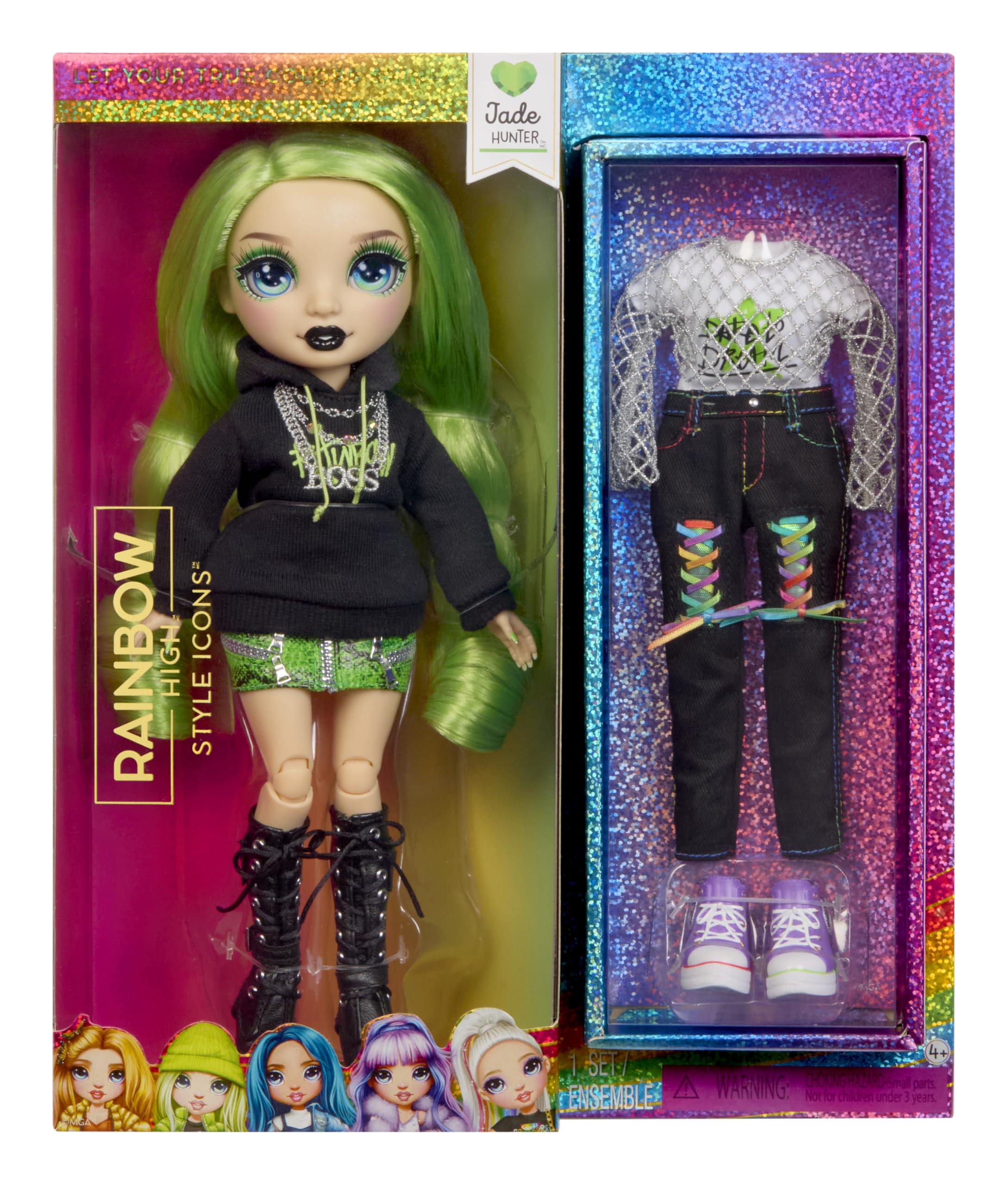 Rainbow High Style Icons Jade Fashion Doll - 28cm | 13 Points of Articulation | Includes 2 Outfits 1