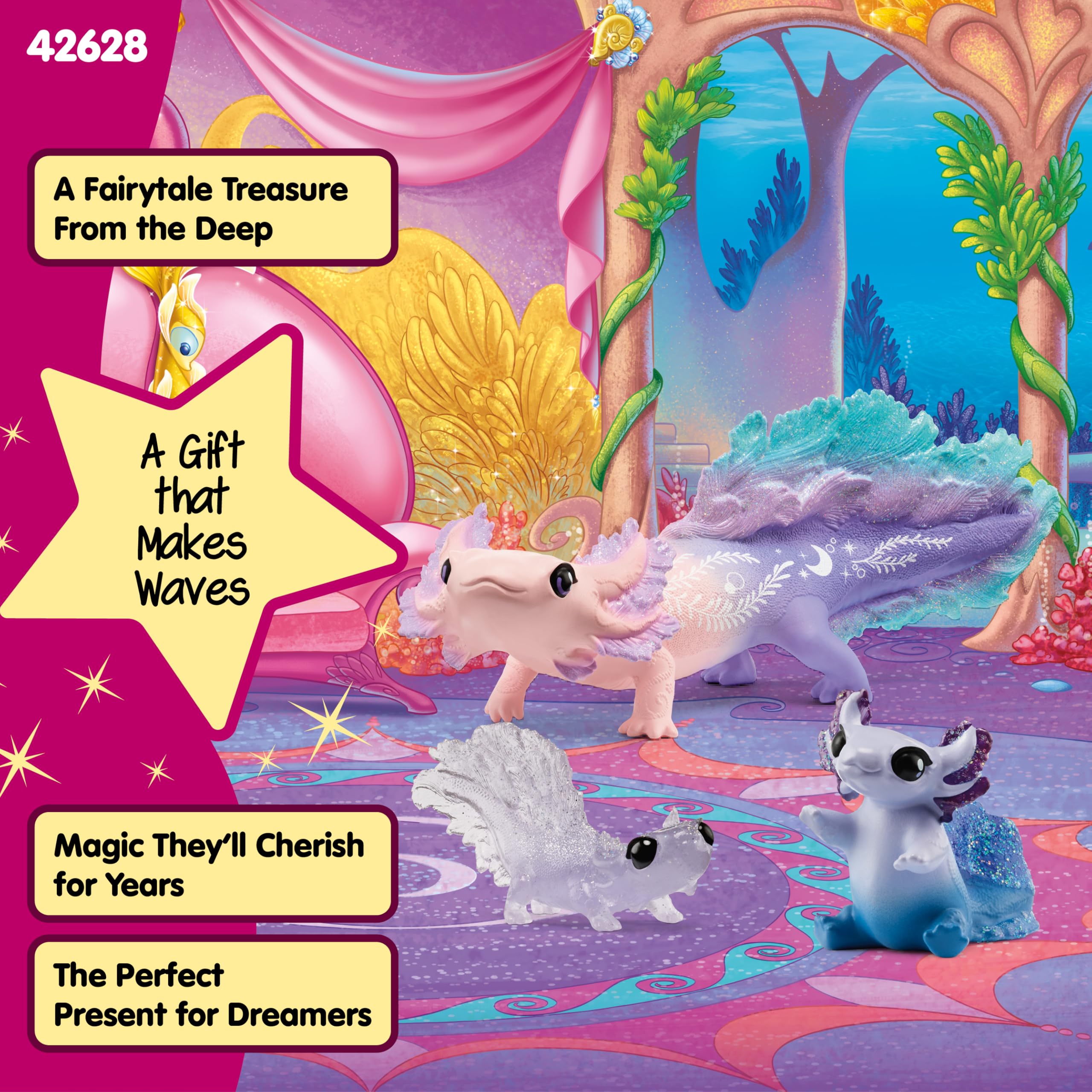 Schleich Bayala 42628 Axolotl Salamander Playset - 3-Piece Magical Underwater Figures 14