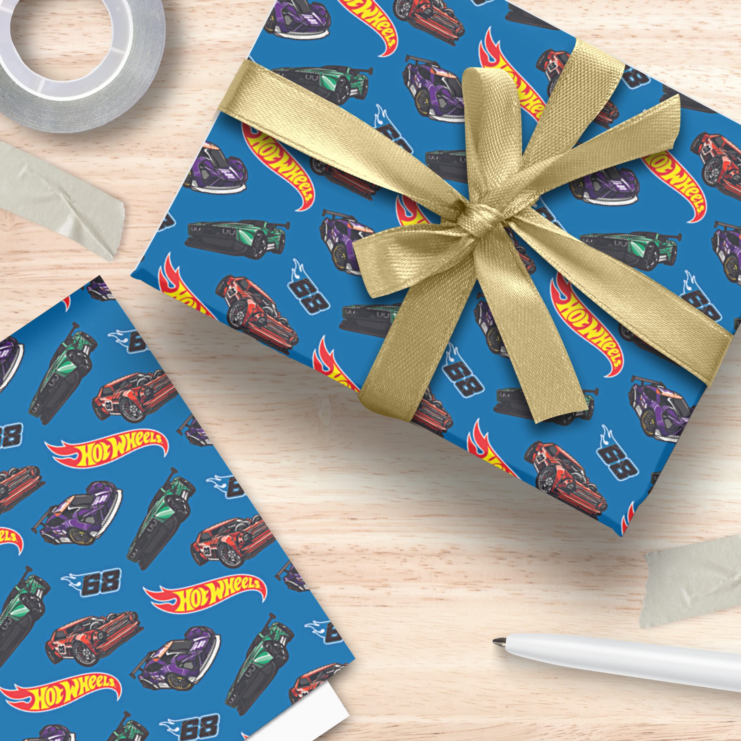 Hot Wheels Birthday Wrapping Paper - 2 Sheets and 2 Tags 4