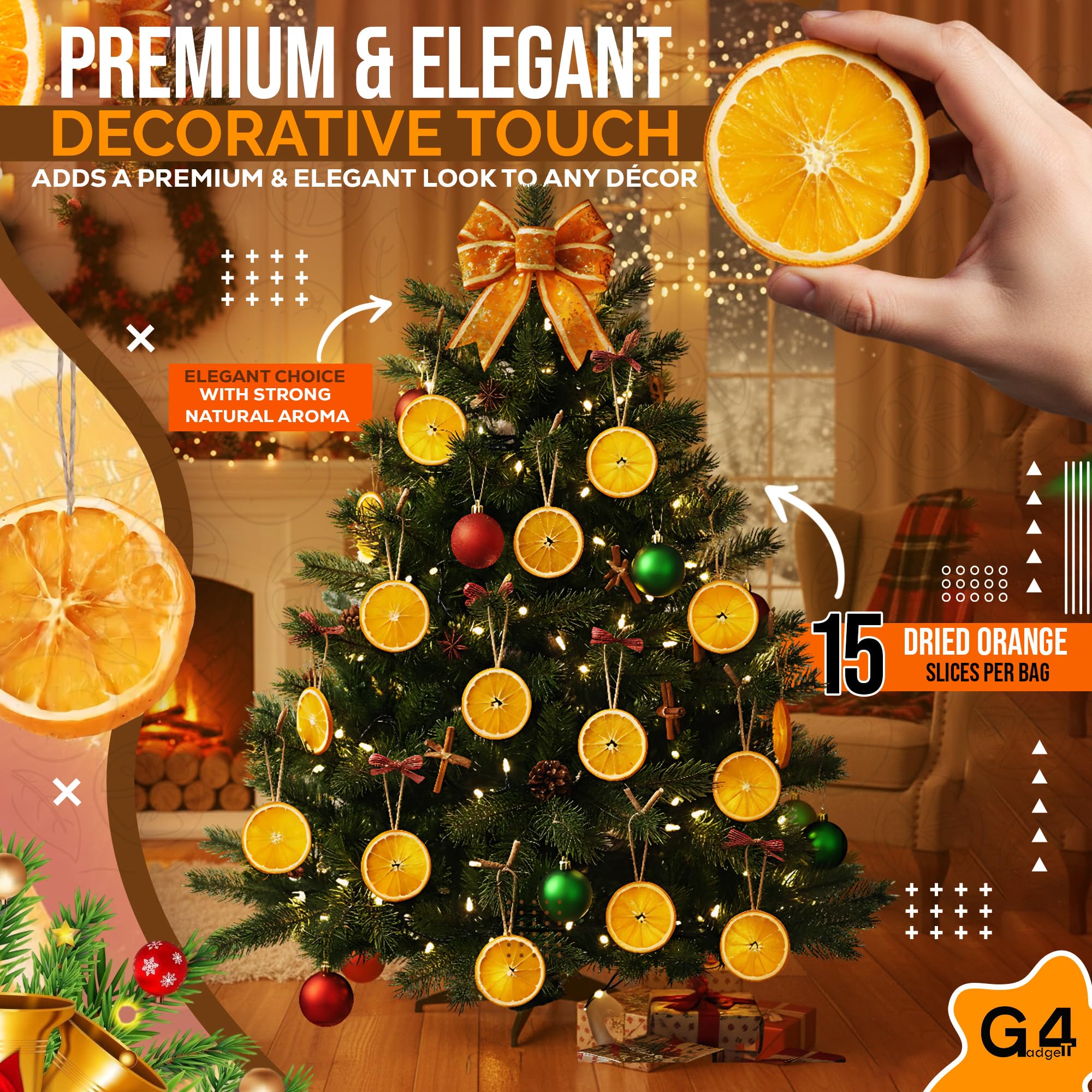 G4GADGET Dried Orange Slices - Approx. 15 Slices | 4-5cm Diameter | For Decoration Only 4
