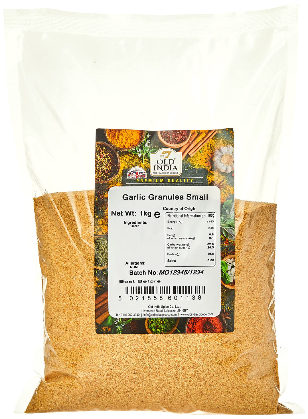 Old India Garlic Granules 1kg - Natural, Additive-Free Spice for Cooking