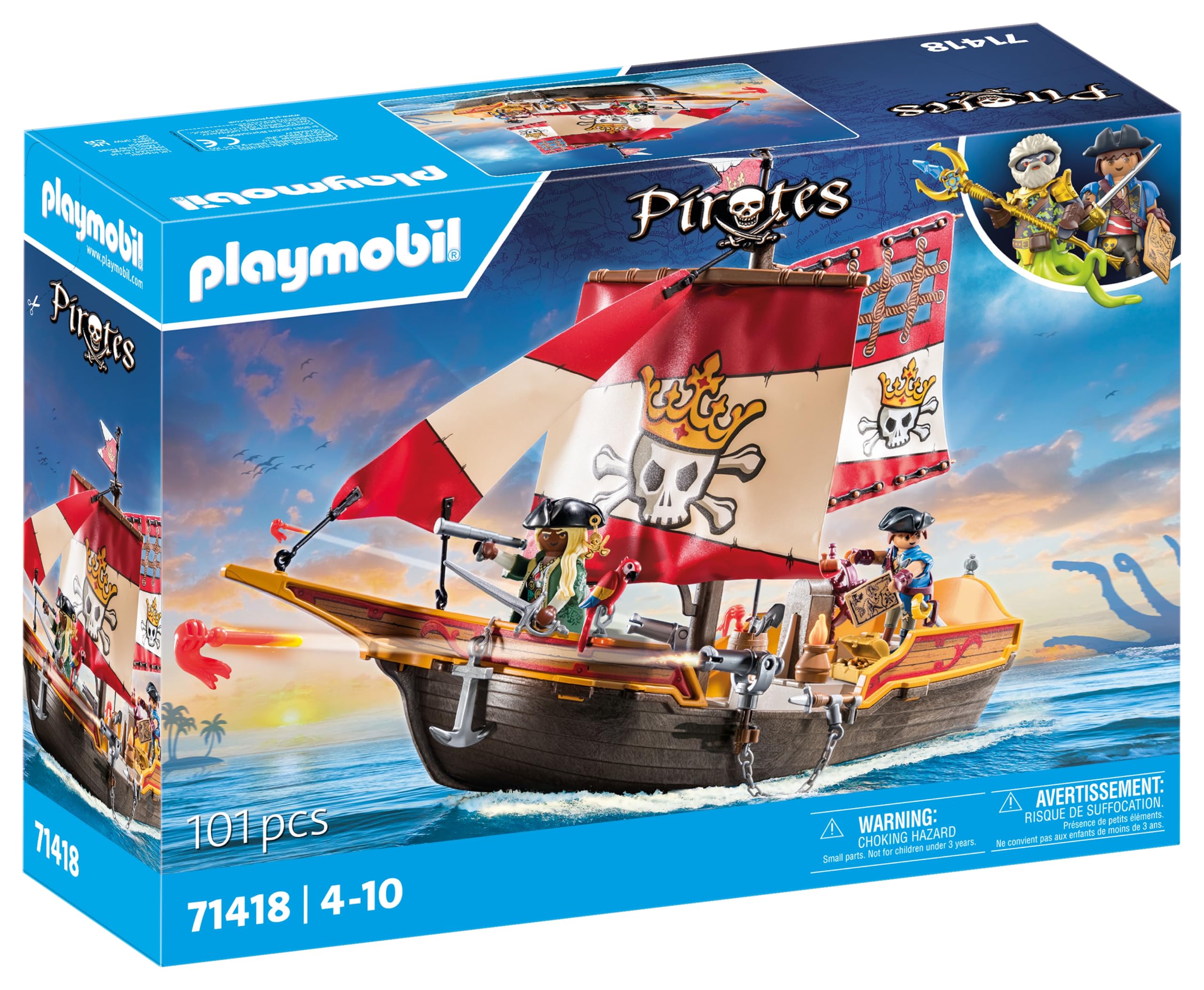 Playmobil Pirates: Small Pirate Vessel 71418 | 101 Pieces | Ages 4+