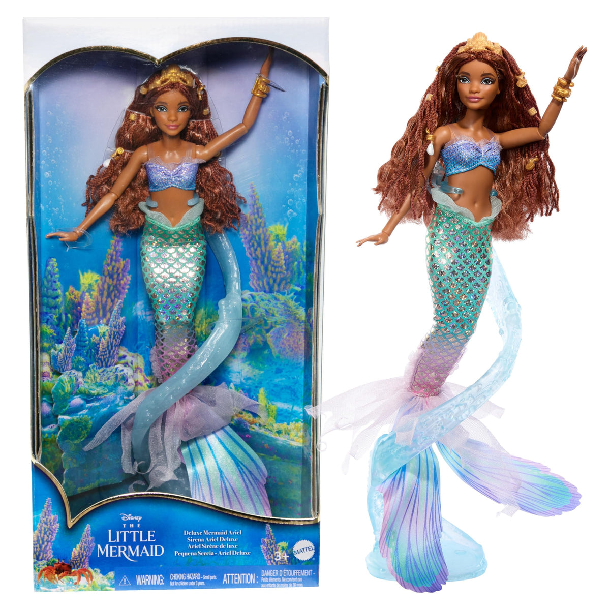 Mattel Disney The Little Mermaid Deluxe Ariel Doll - Poseable, Multi-Color, 2023 Release