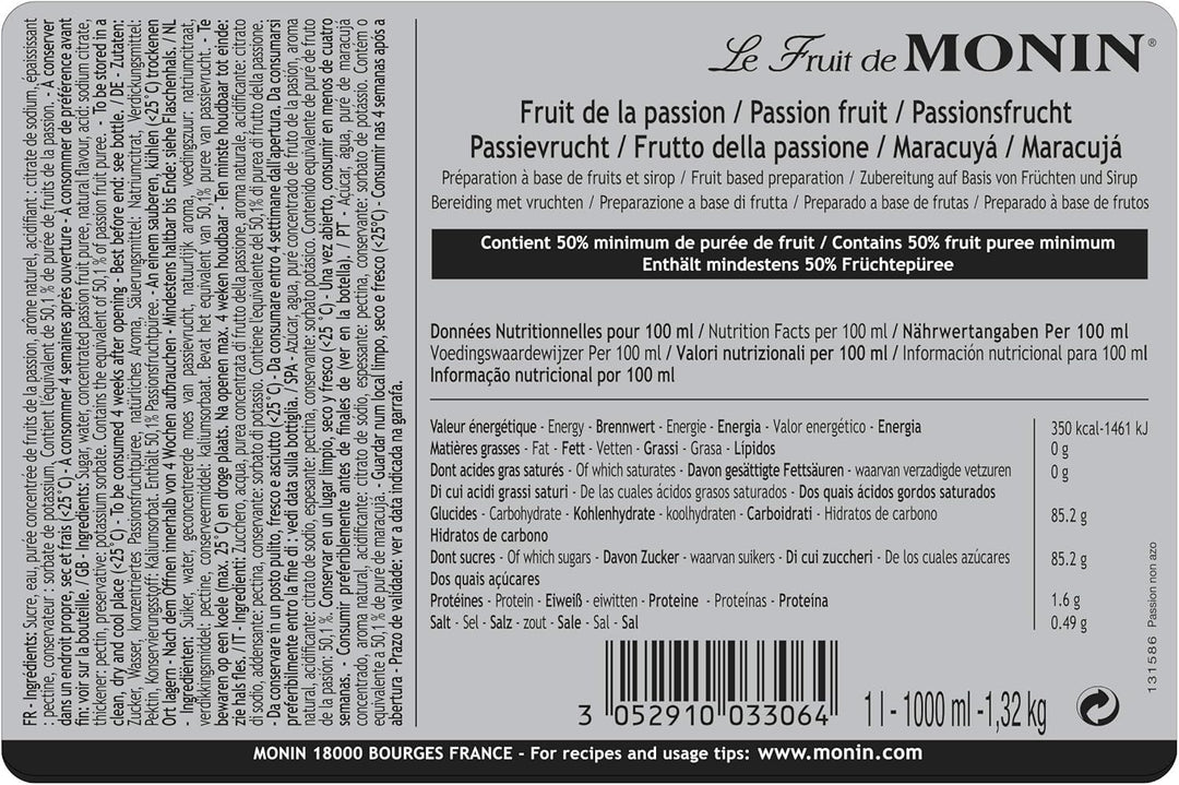 MONIN - Passion Fruit Mix Puree 1 Litre