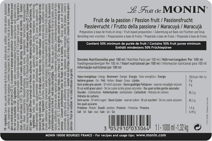 MONIN - Passion Fruit Mix Puree 1 Litre