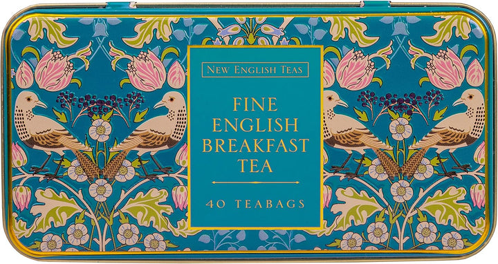 New English Teas Song Thrush and Berries Tea Tin with 40 English Breakfast Teabags