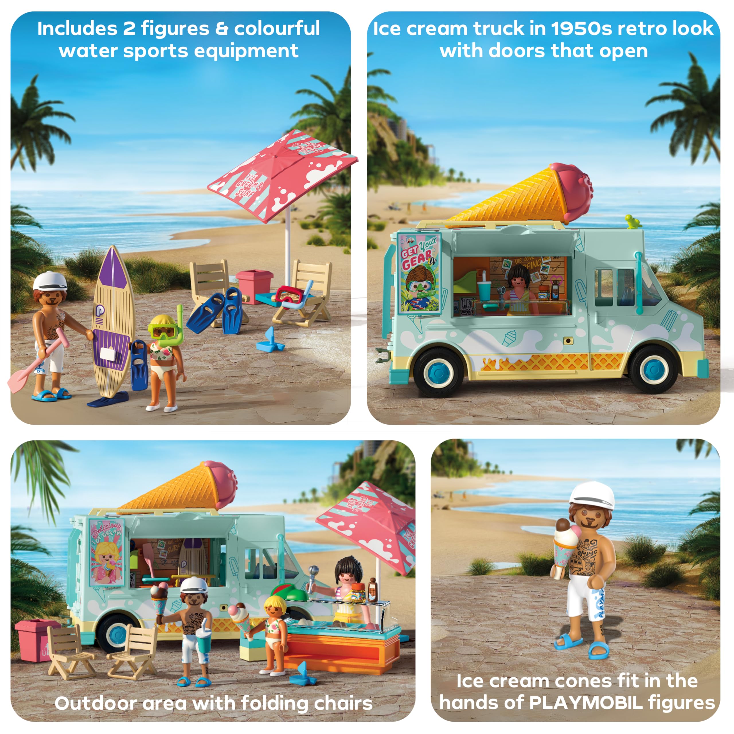 Playmobil Ice Cream Truck and Surf Shop - Ages 4+ | Multicolor Plastic 4