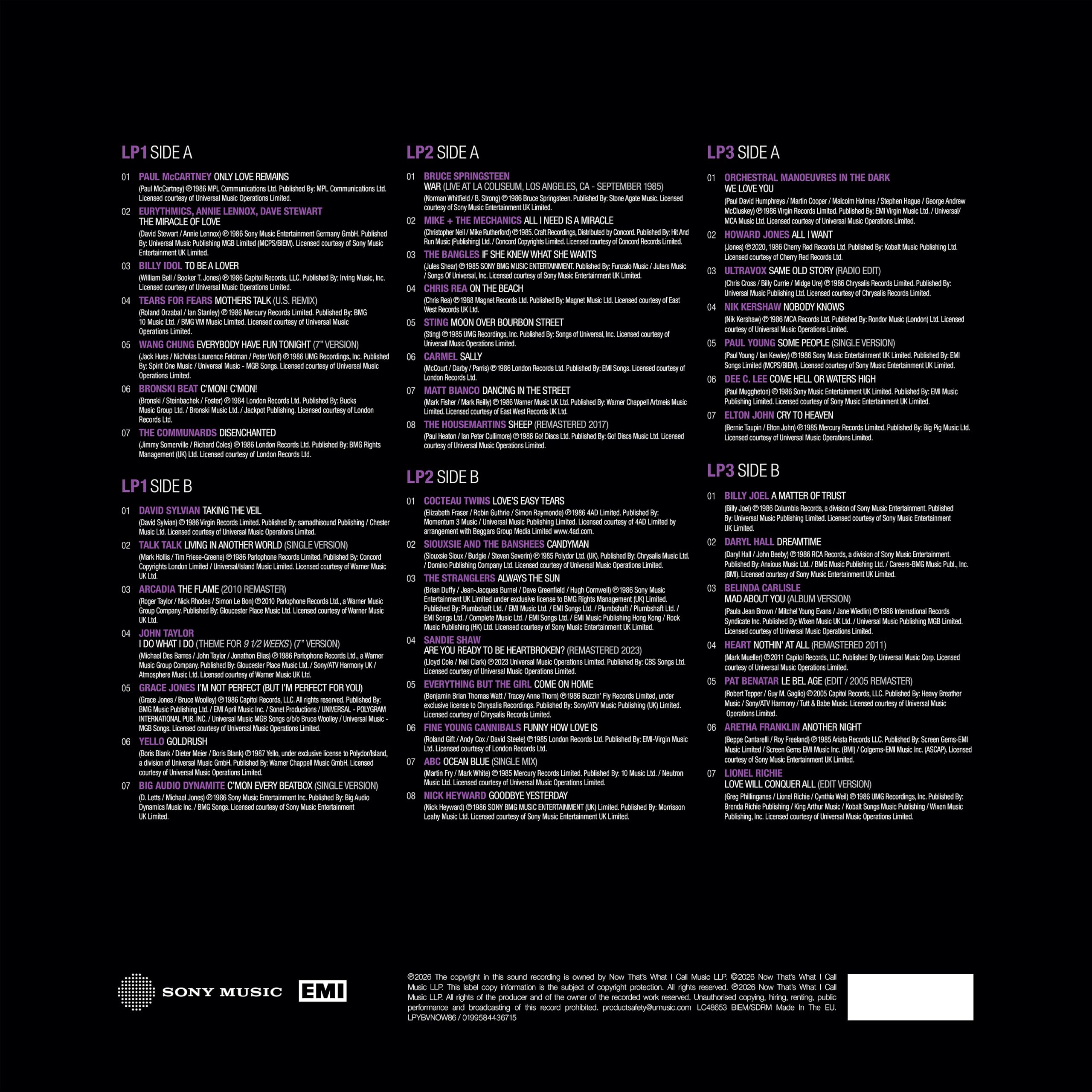 Various Artists - NOW Yearbook: The Vault 1986 [3LP Vinyl] 3