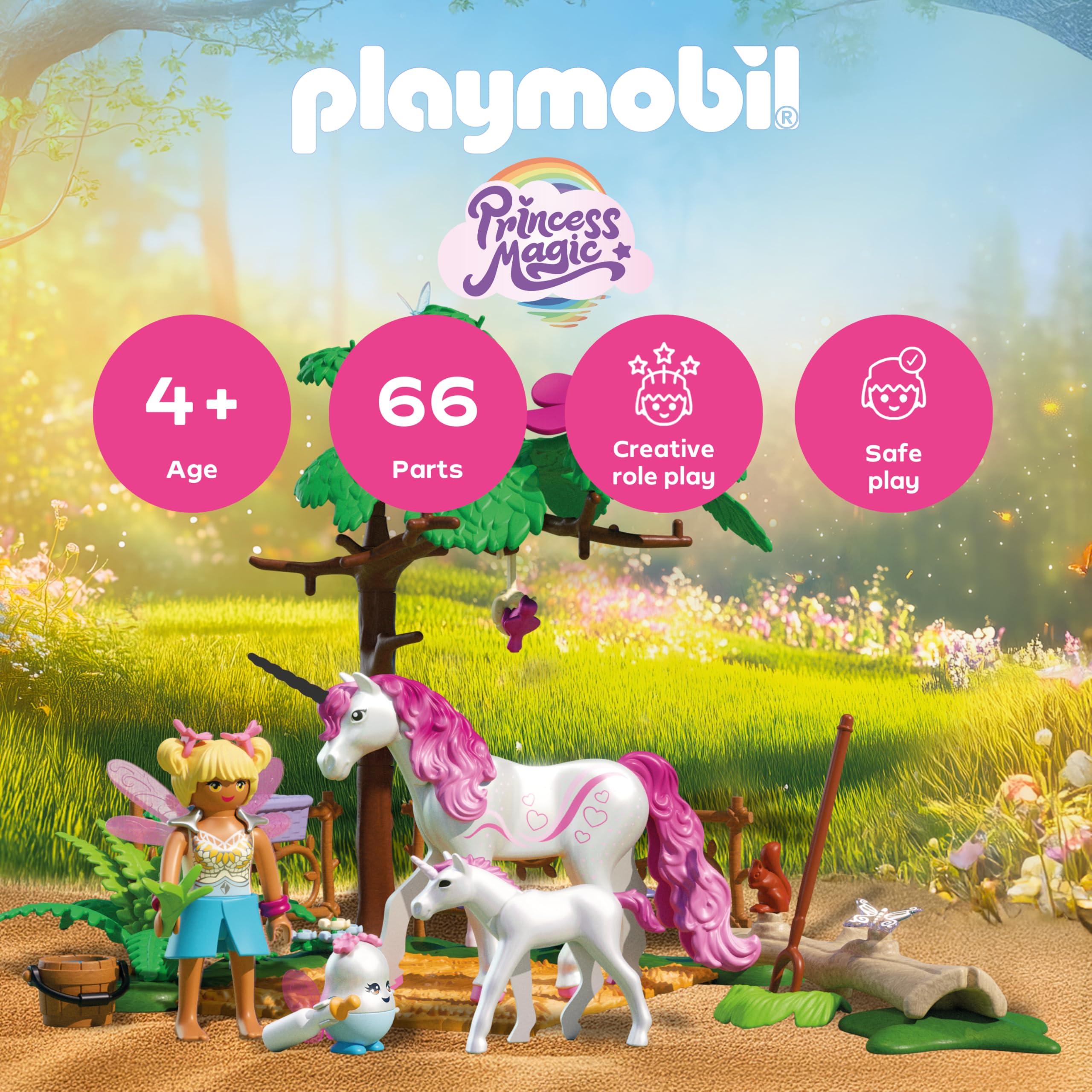 Playmobil Magic Unicorns Enchanting Stable Playset - Unicorn Mom and Foal with Fairy & Joyling Figures 9