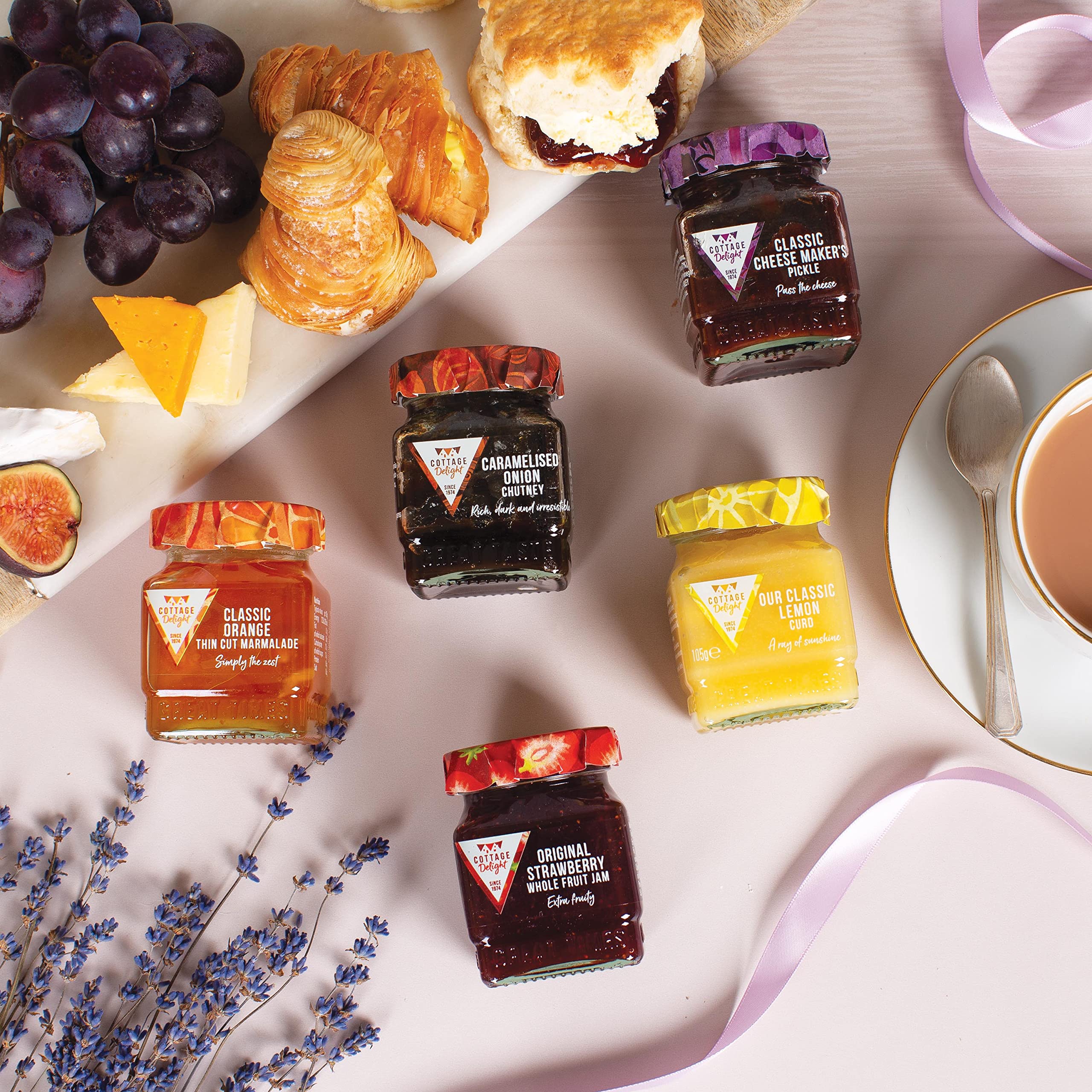 Cottage Delight Five Fabulous Flavours Gift Set - 5-Piece Collection with Caramelised Onion Chutney, Pickle, Marmalade, Lemon Curd & Strawberry Jam 4
