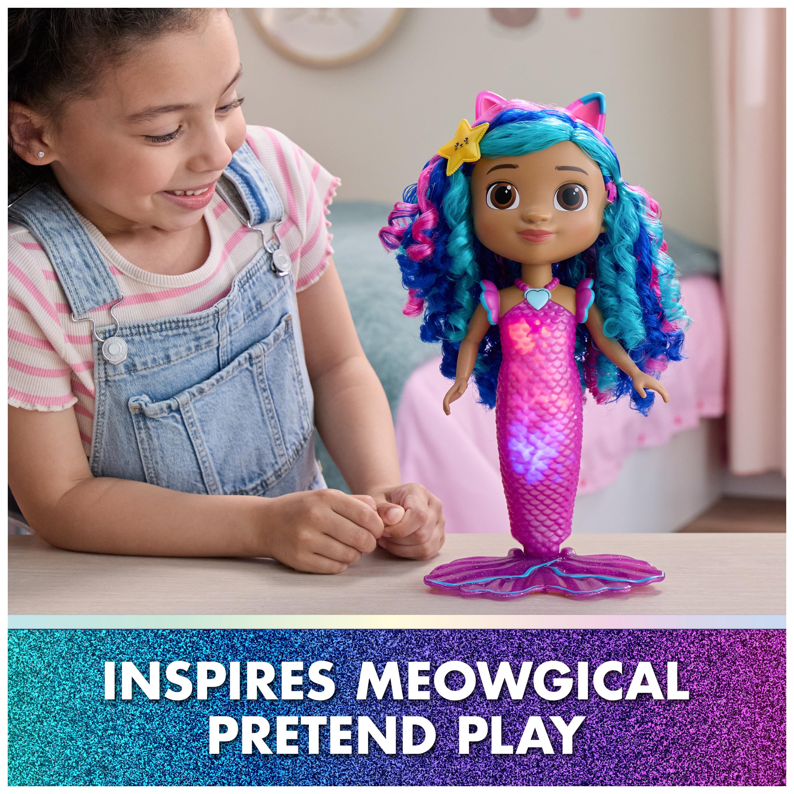 Mermaid Gabby Doll - Light-Up Heart & Color-Changing Tail for Kids 3+ 5