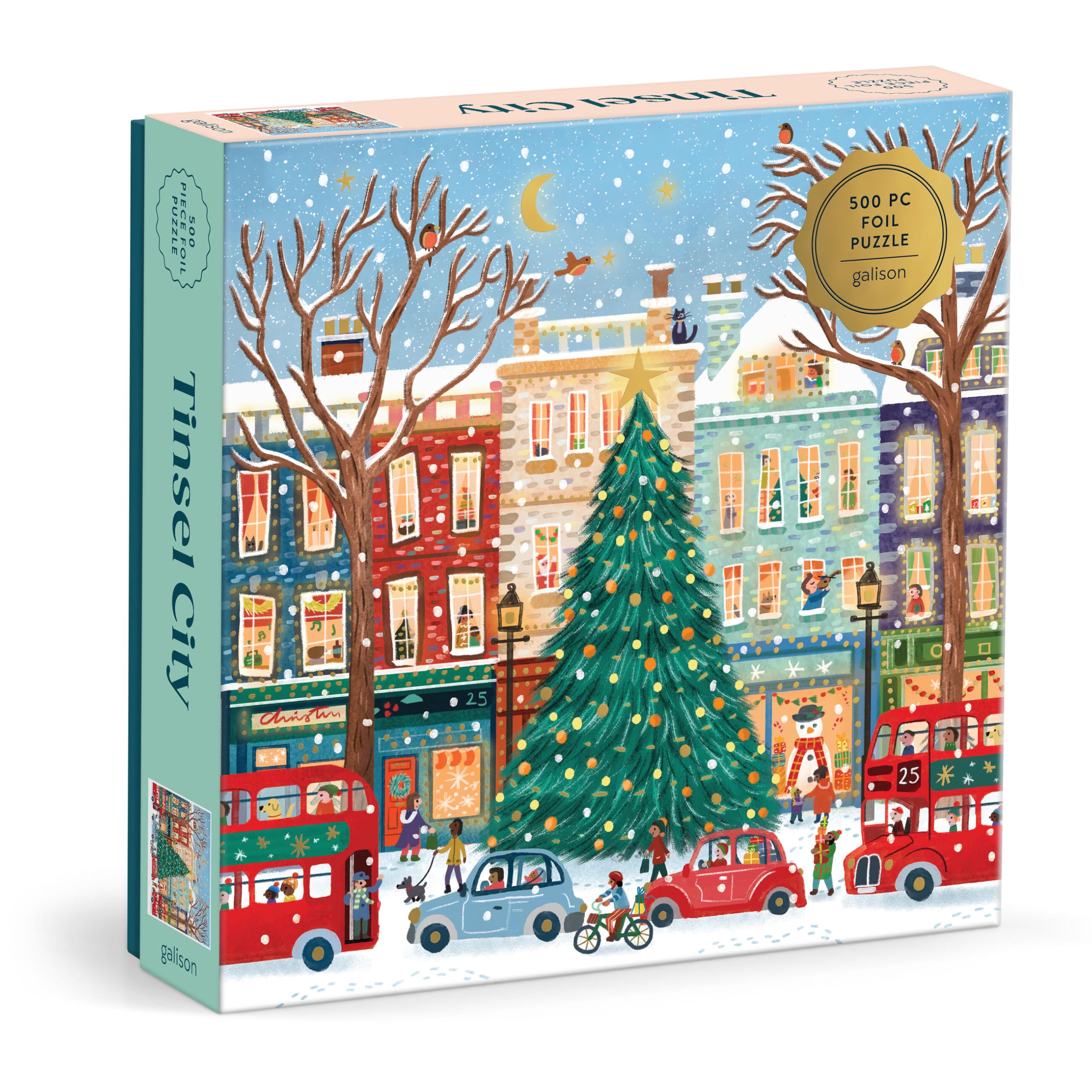 Galison - Tinsel City 500 Piece Foil Jigsaw Puzzle 1