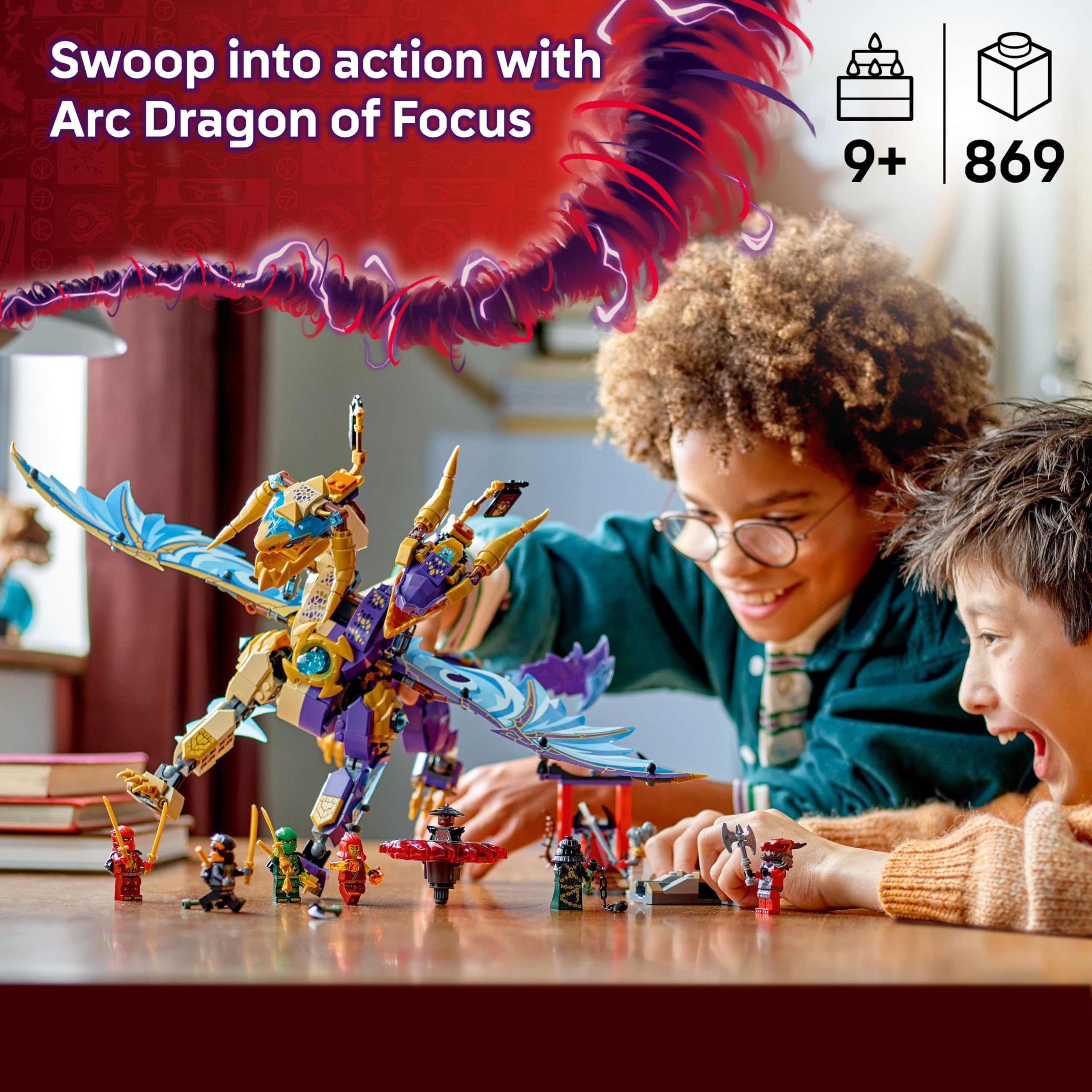 LEGO NINJAGO Arc Dragon of Focus Building Set 71836 with 8 Minifigures & Spinjitzu Spinner 2