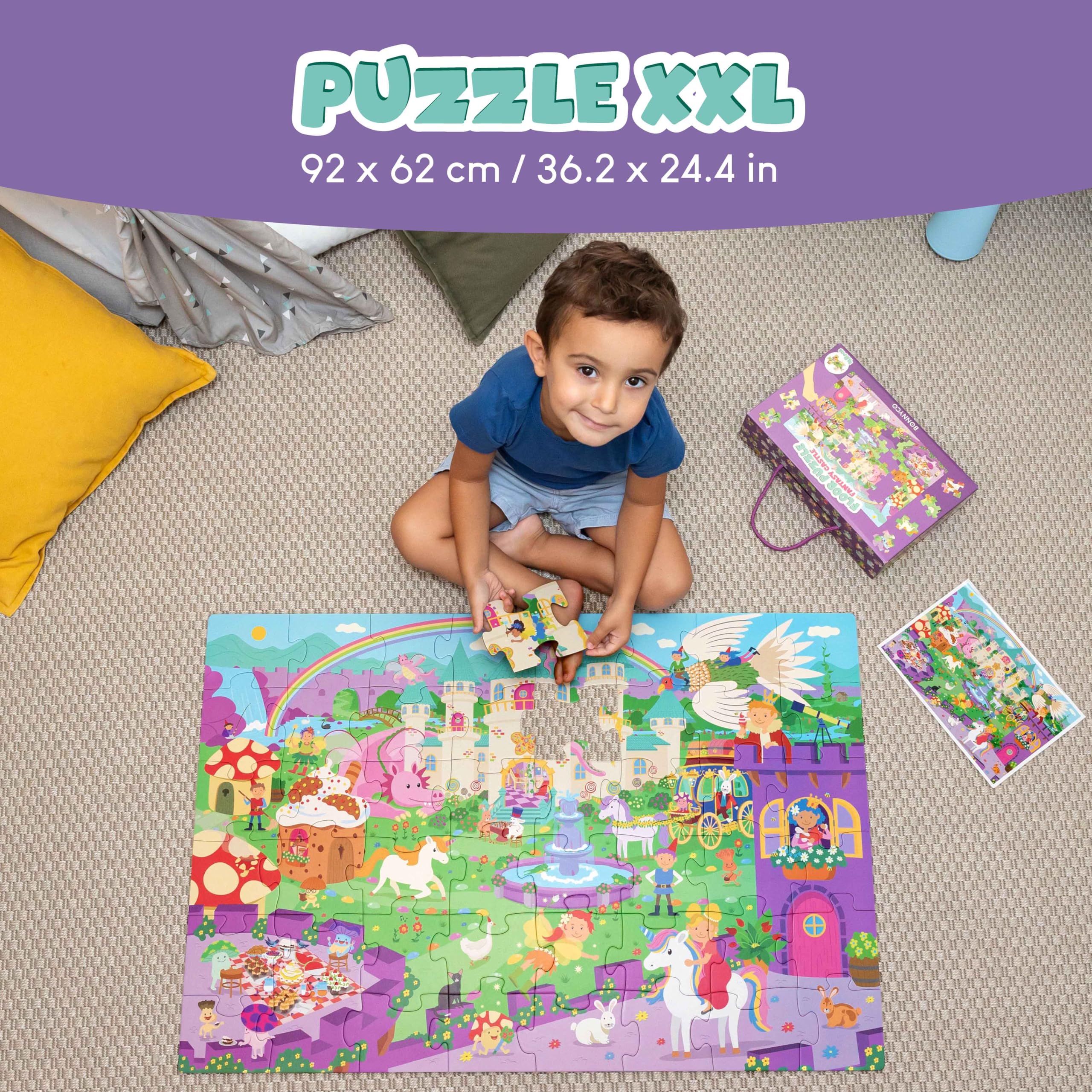 BONNYCO Giant Fantasy Castle Floor Puzzle - 48 Large Pieces, Ages 2+