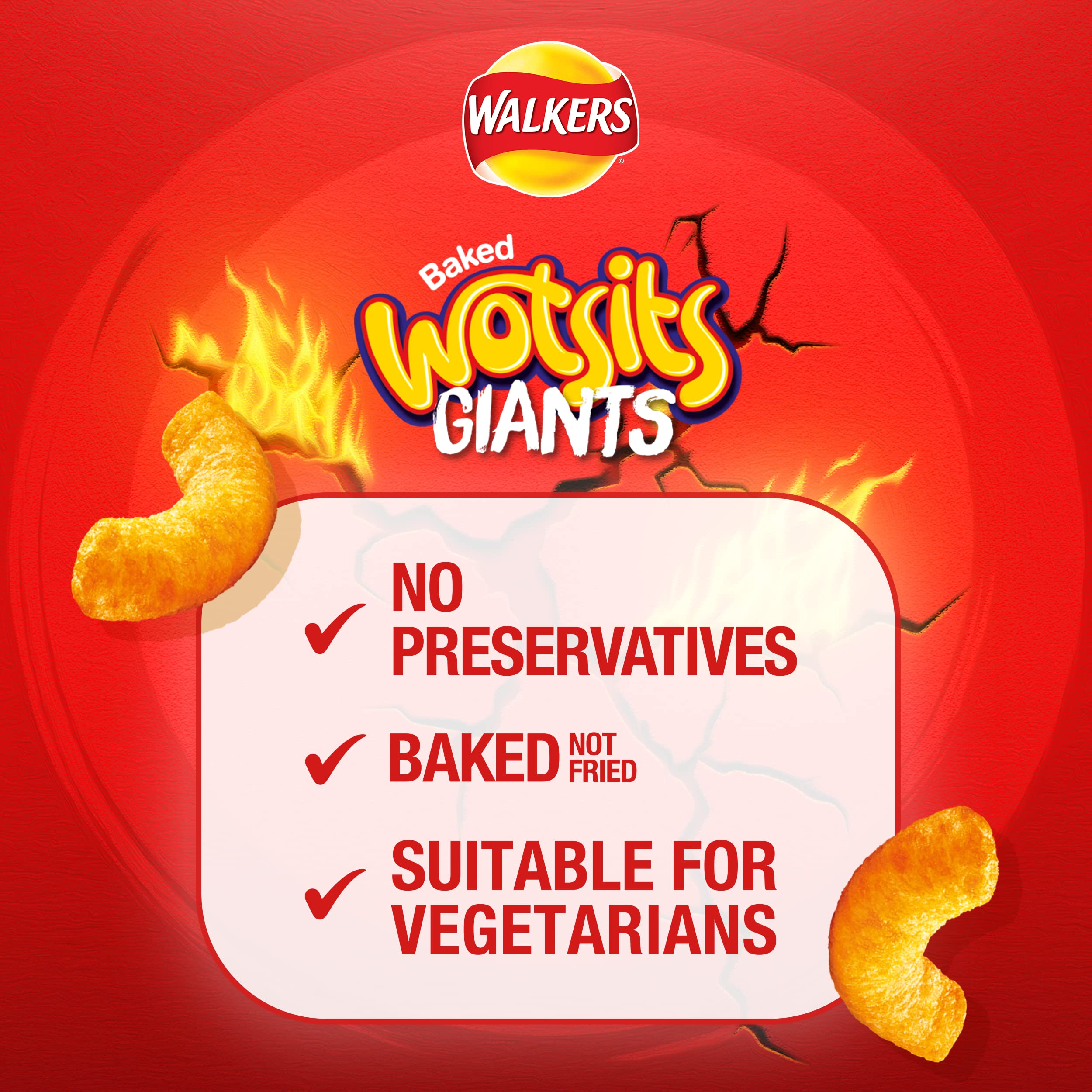 Walkers Wotsits Giants Sweet & Spicy Snacks Crisps - Supersized Baked Snack | 130g