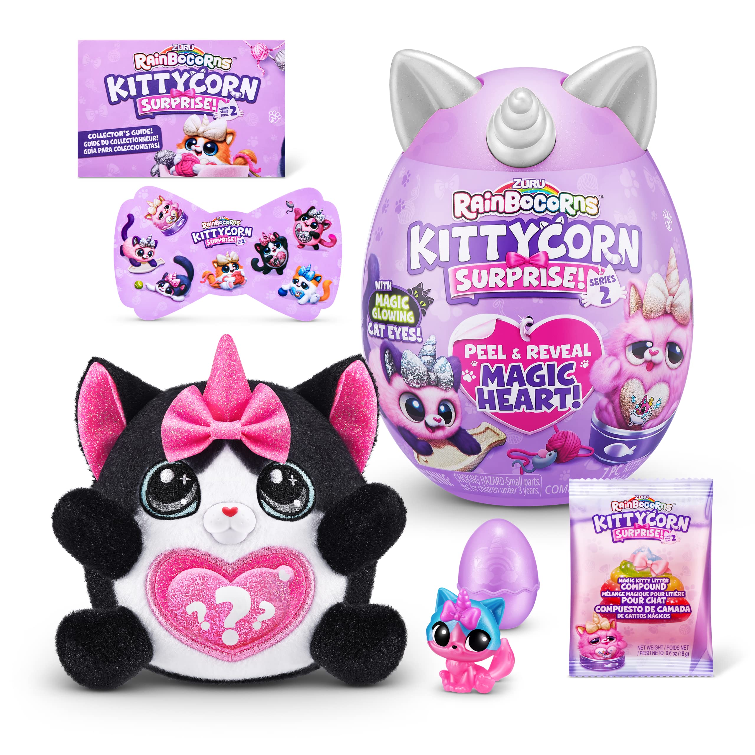 Rainbocorns Kittycorn Surprise Series 2 (Black Cat) by ZURU - Glow in the Dark Collectible Plush with 10 Unboxing Surprises 1