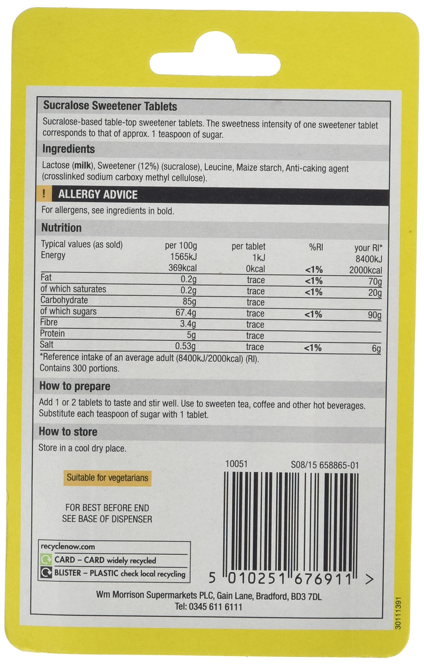 Morrisons Sucralose Sweetener Tablets - 300 Count (Pack of 12) | Calorie-Free 2