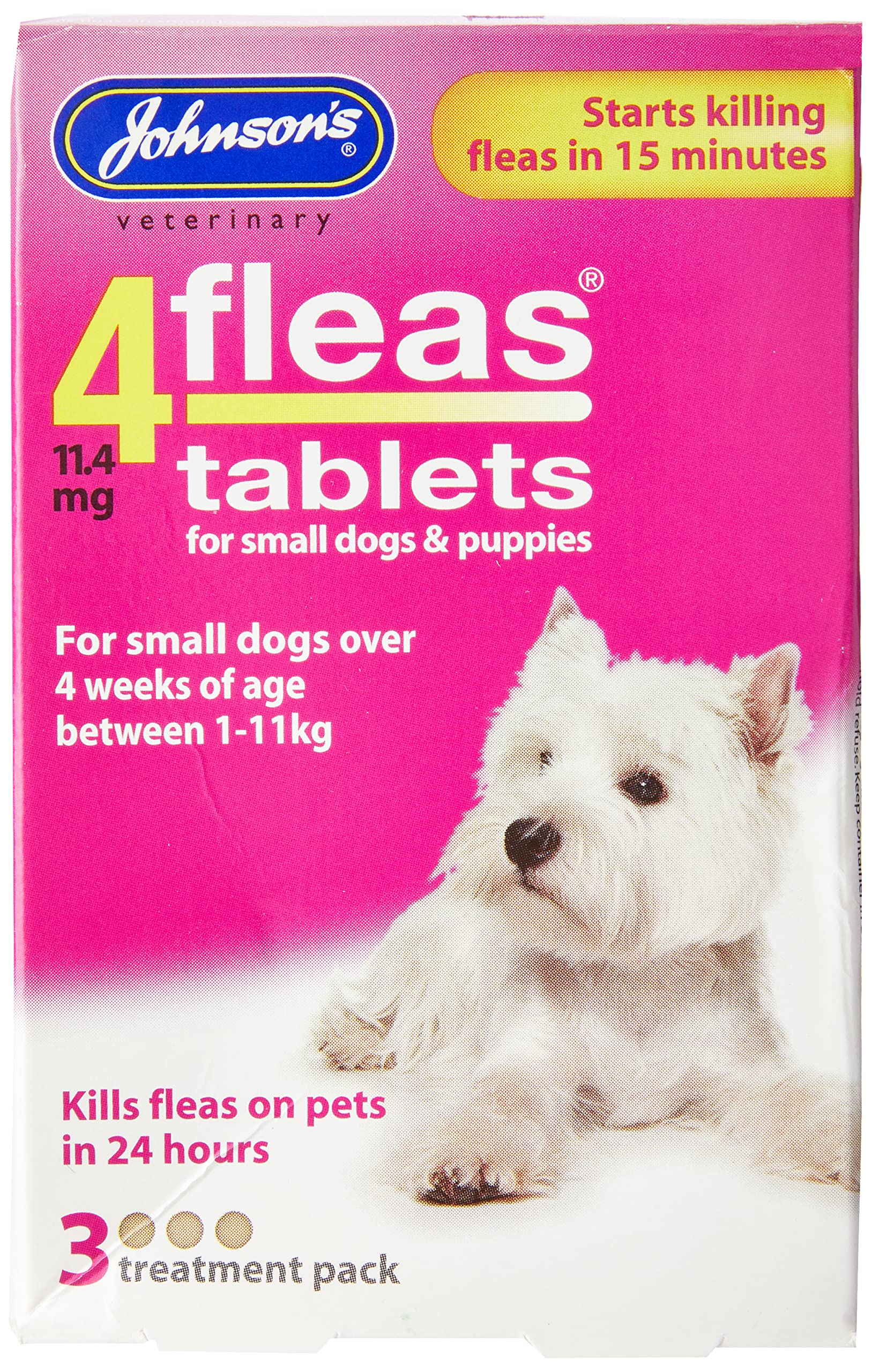 Johnsons 4Fleas Tablets for Puppies & Small Dogs - 3 Count | Kills Fleas in 24 Hours | Nitenpyram 3