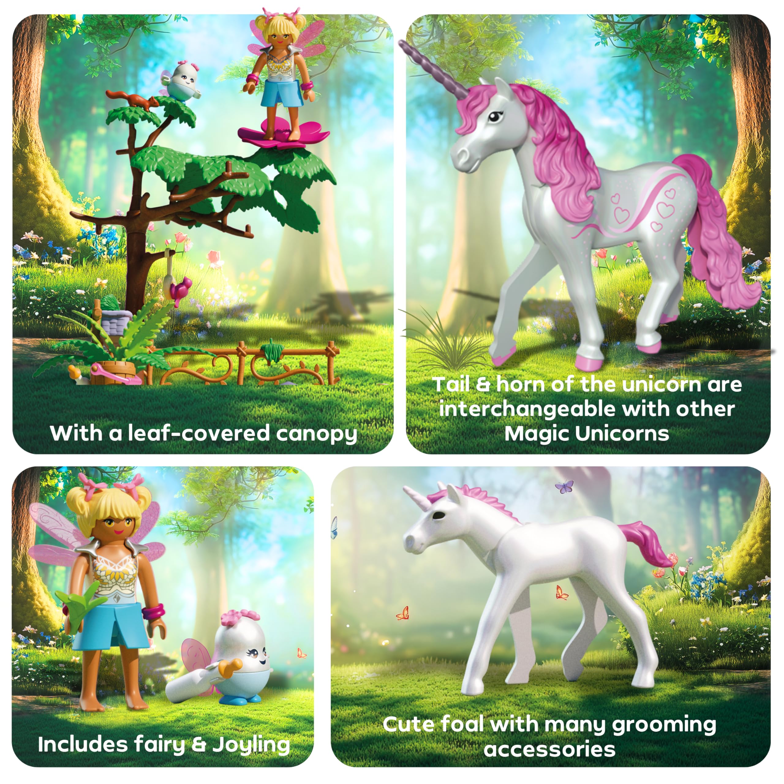 Playmobil Magic Unicorns Enchanting Stable Playset - Unicorn Mom and Foal with Fairy & Joyling Figures 7