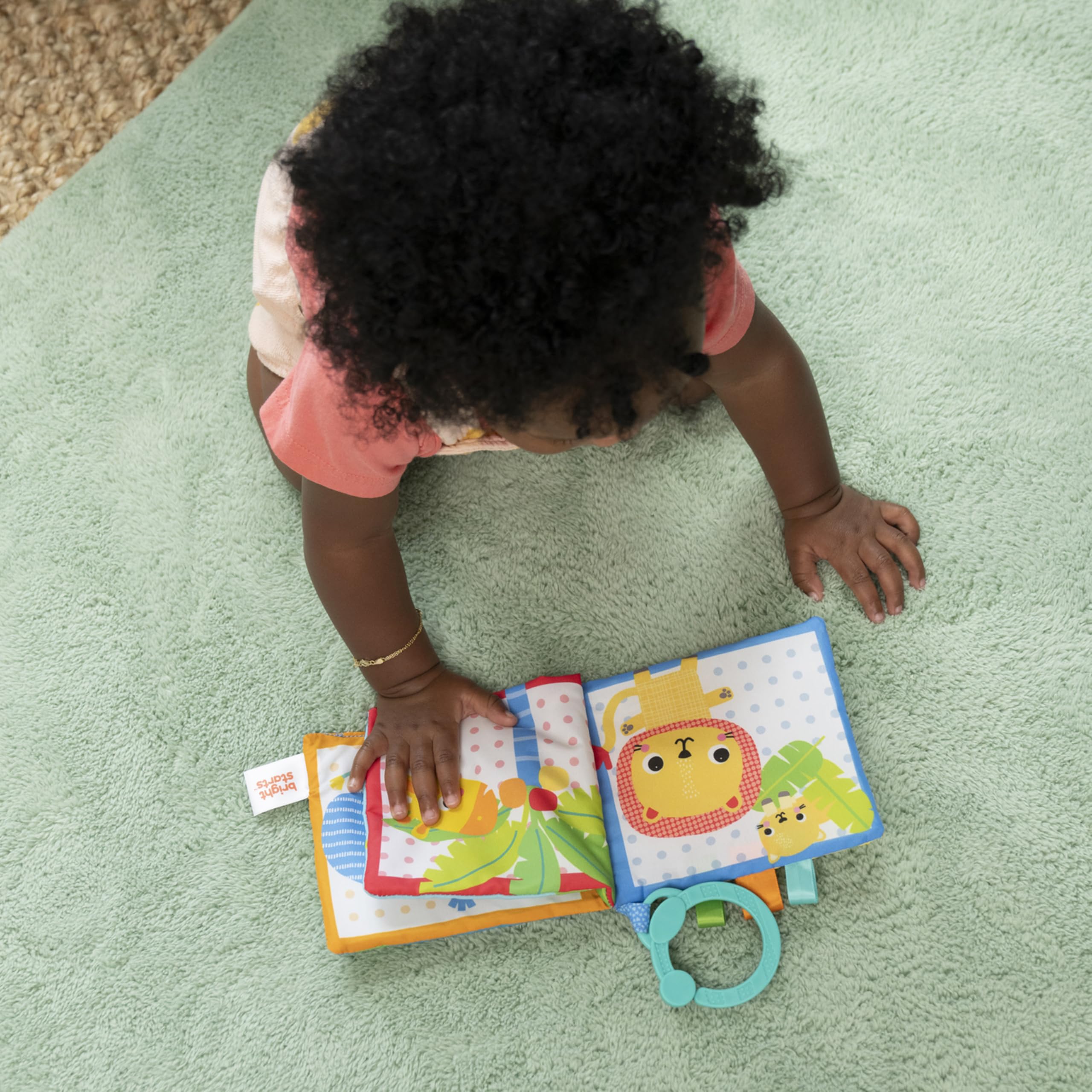 Bright Starts Safari Buddies Soft Crinkle Book Stroller Toy | Sensory Stimulation | Ages 0+ 4