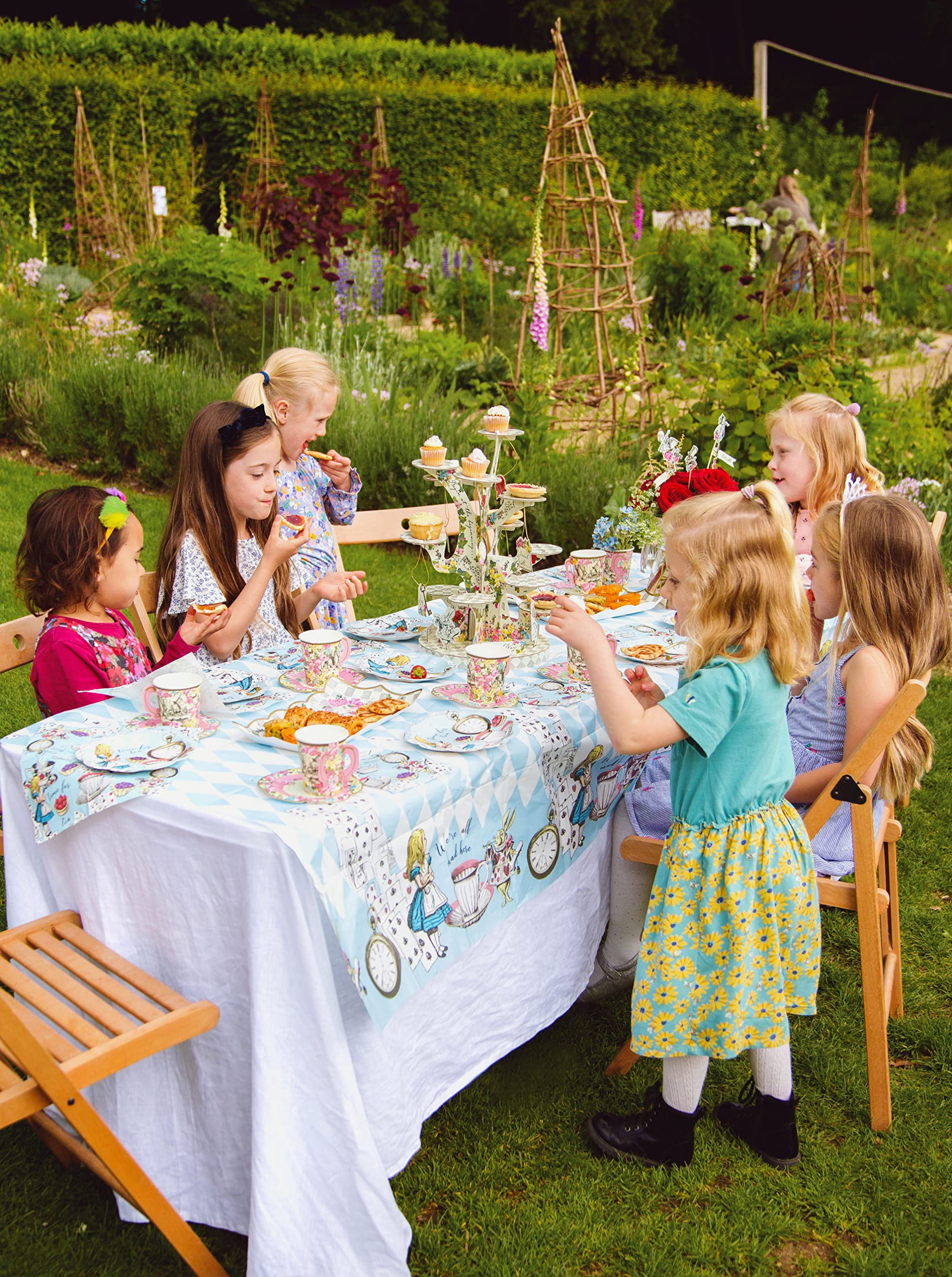 Talking Tables Alice in Wonderland Paper Table Cover - Disposable for Tea Parties | 180 x 120 cm Blue
