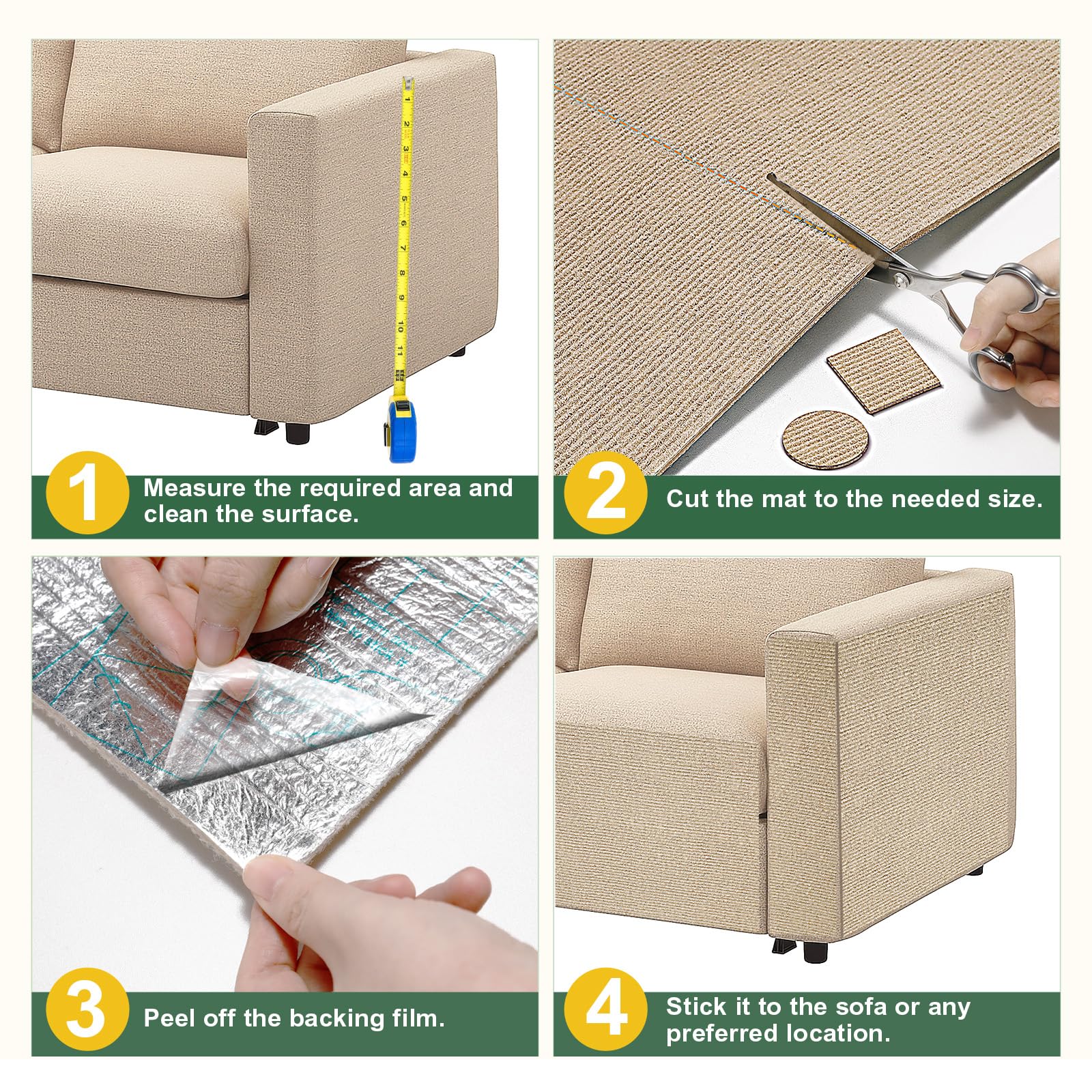 Gimars Self-Adhesive Cat Scratching Mat - 200 x 40cm | Thickened Polyester | DIY Cuttable 7
