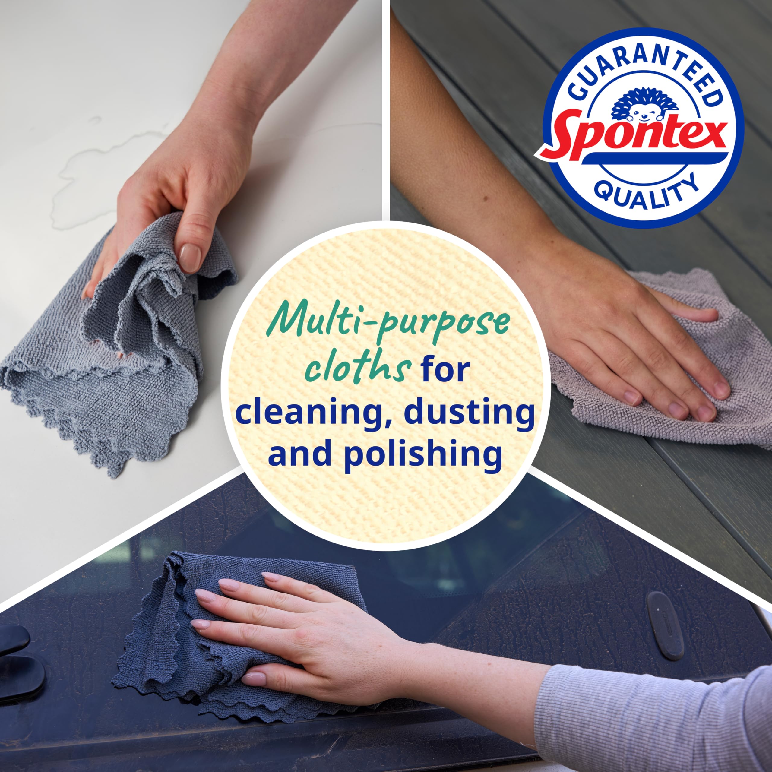 Spontex Microfibre Cloths - 8 Pack | Captures 99% Bacteria | Machine Washable 2