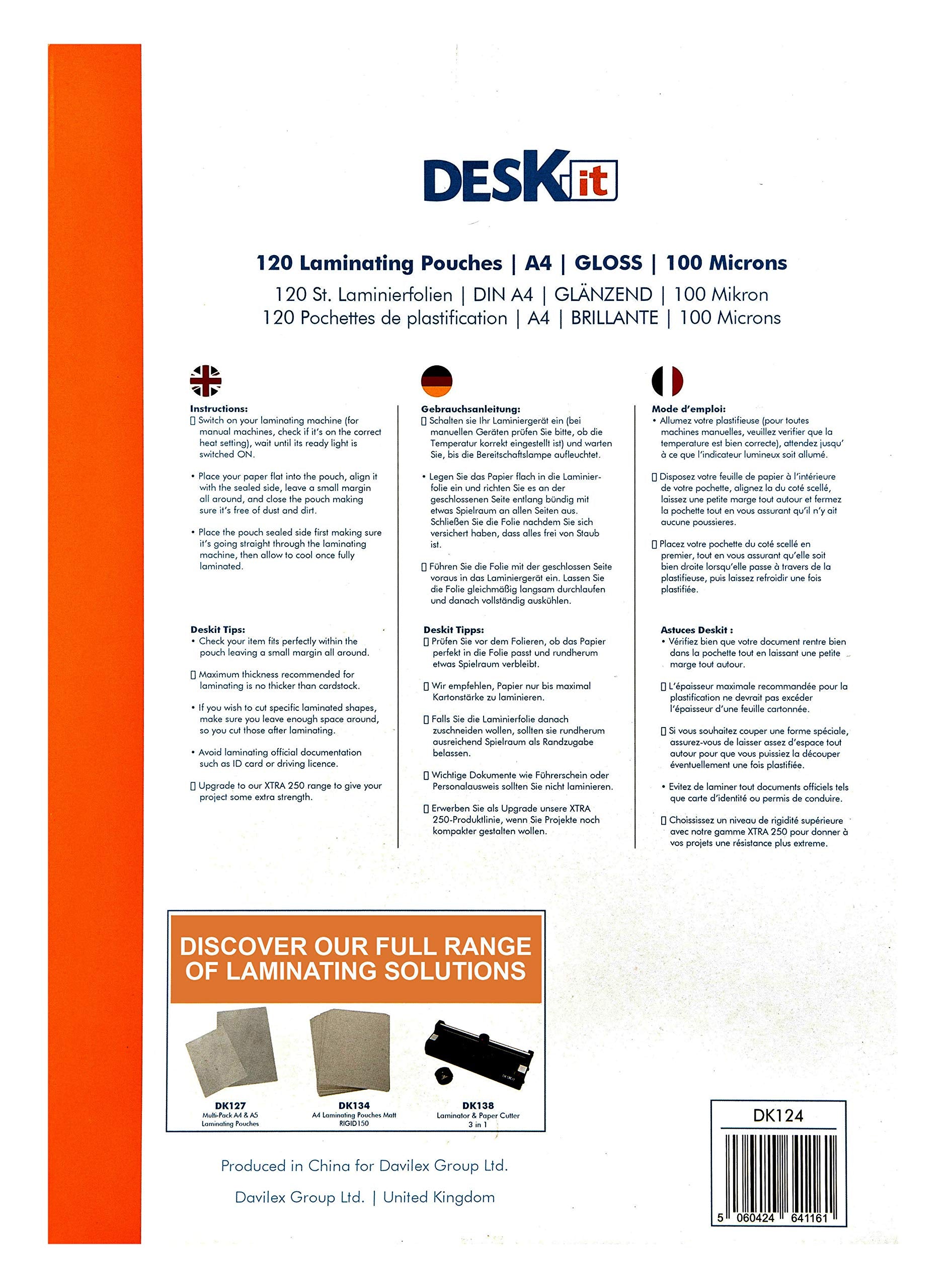 deskit Laminating Pouches A4 Glossy 100 Microns 120 Sheets Clear Protection 3