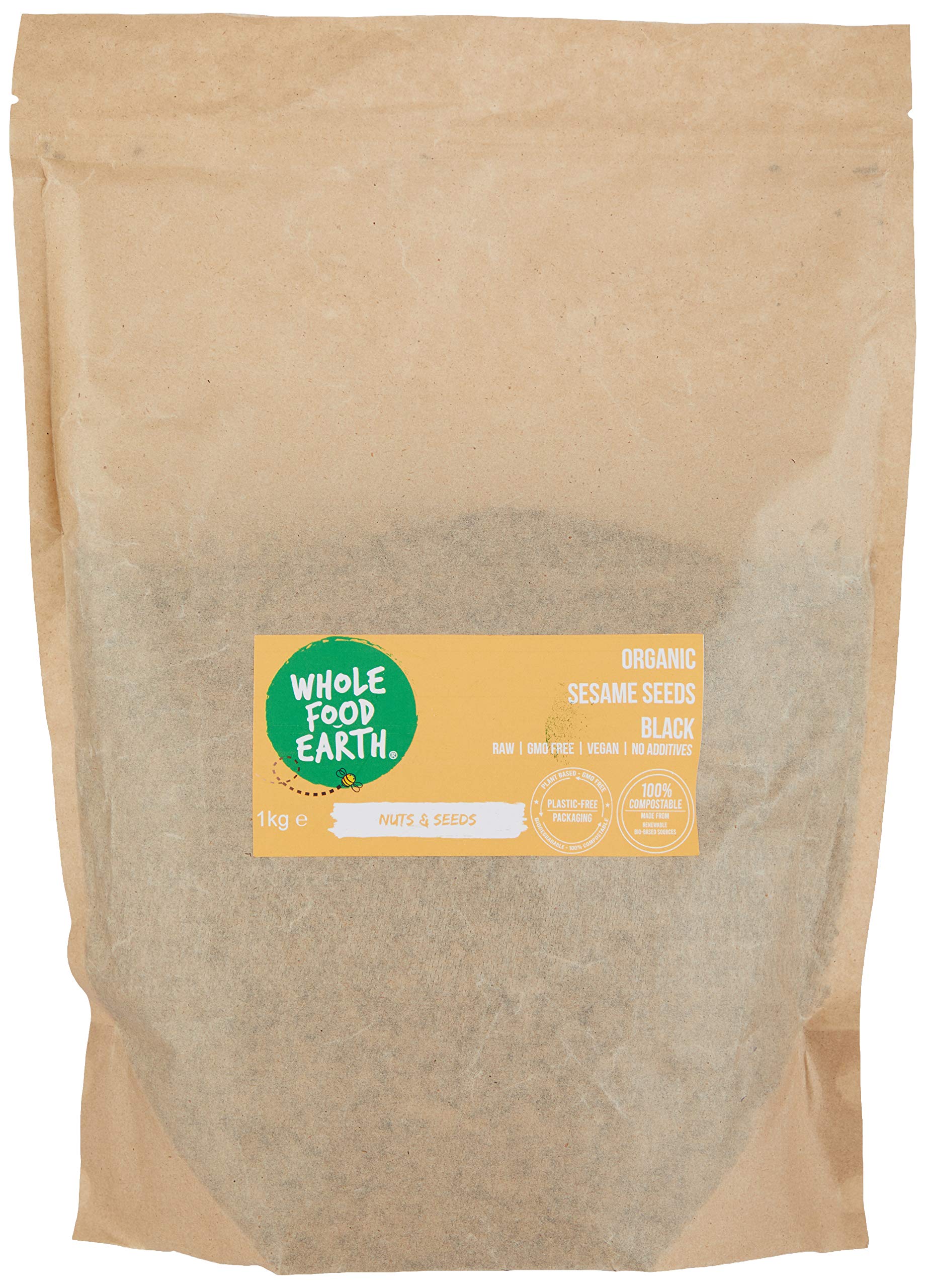 Wholefood Earth Organic Black Sesame Seeds - Raw, GMO Free, Vegan | 1kg 1