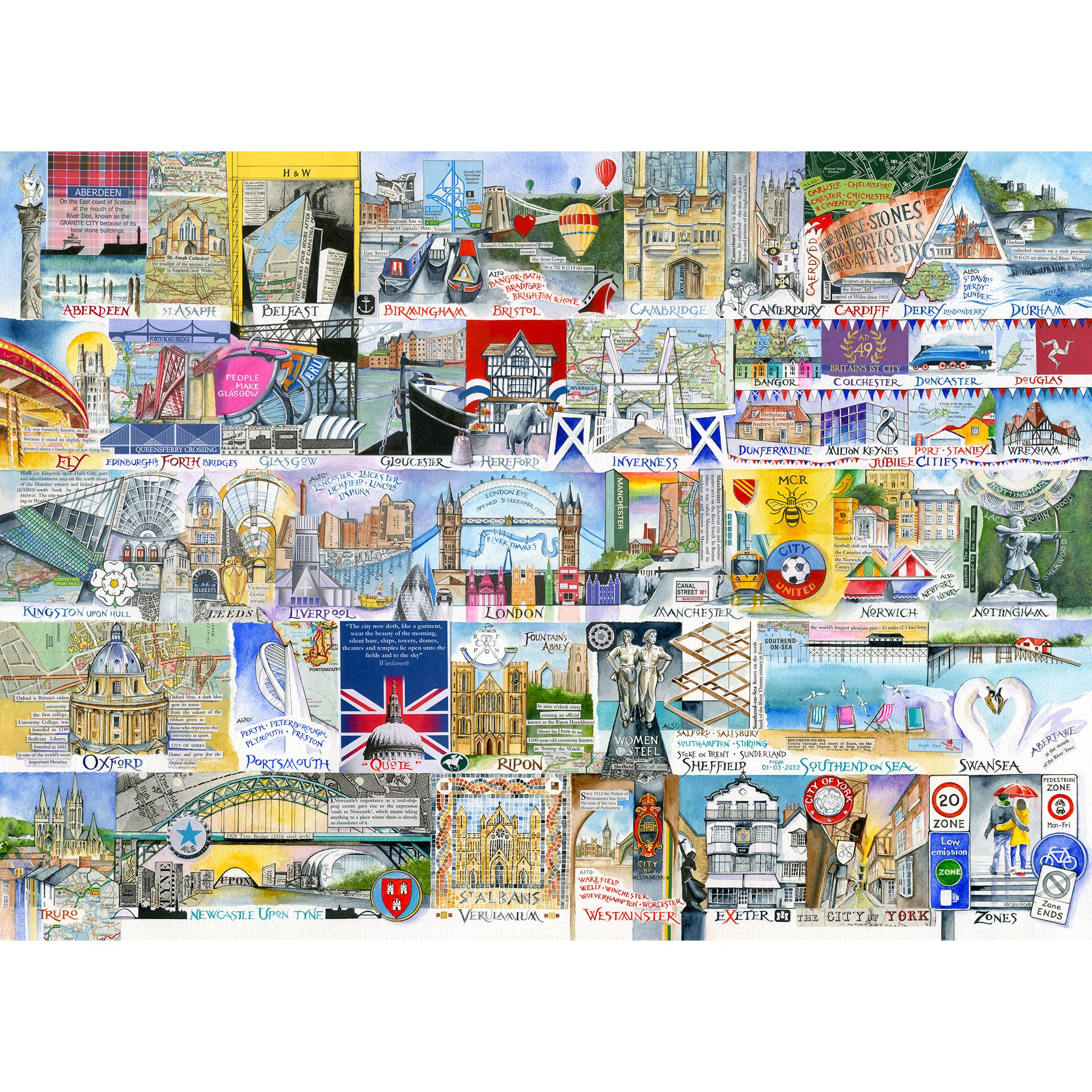 Gibsons 1000 Piece Jigsaw Puzzle - Bright Lights & Big Cities by Val Goldfinch | Recycled Board