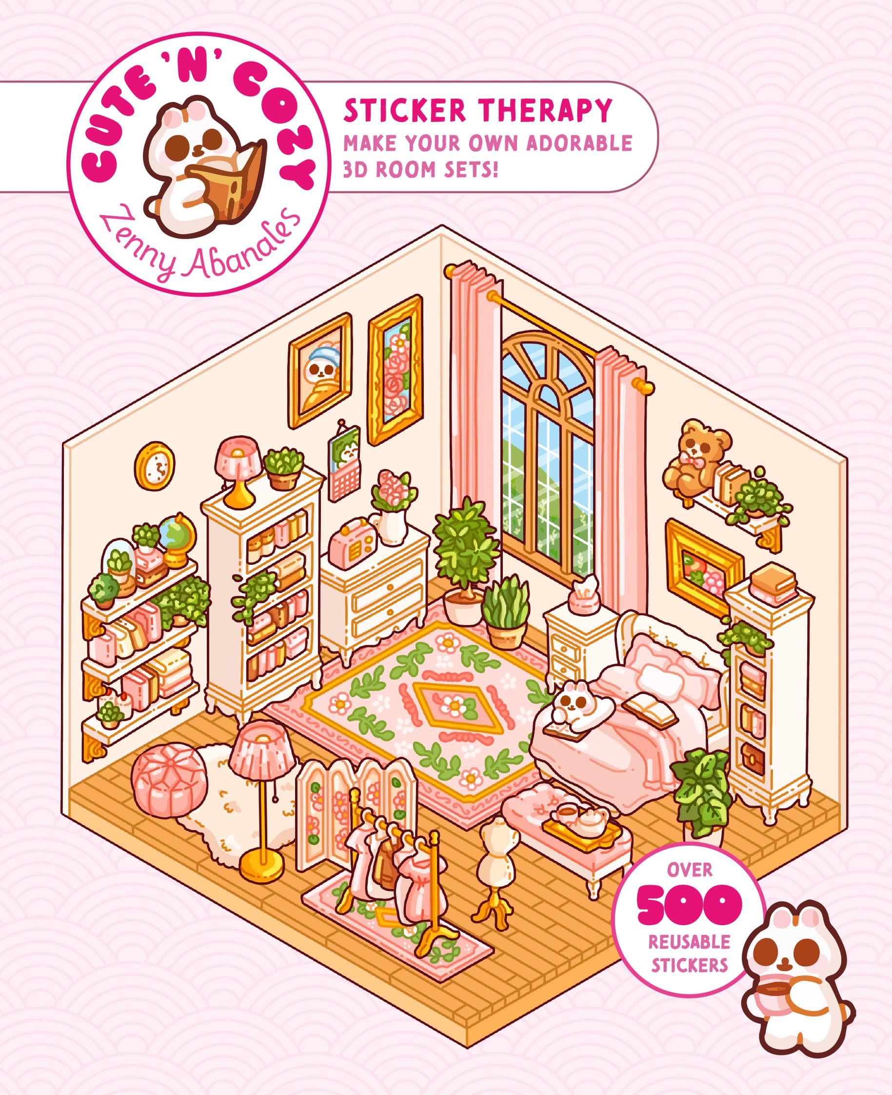 Skittledog Cute 'n' Cozy Sticker Therapy - 500+ Reusable Stickers for 8 Room Sets | Paperback 1