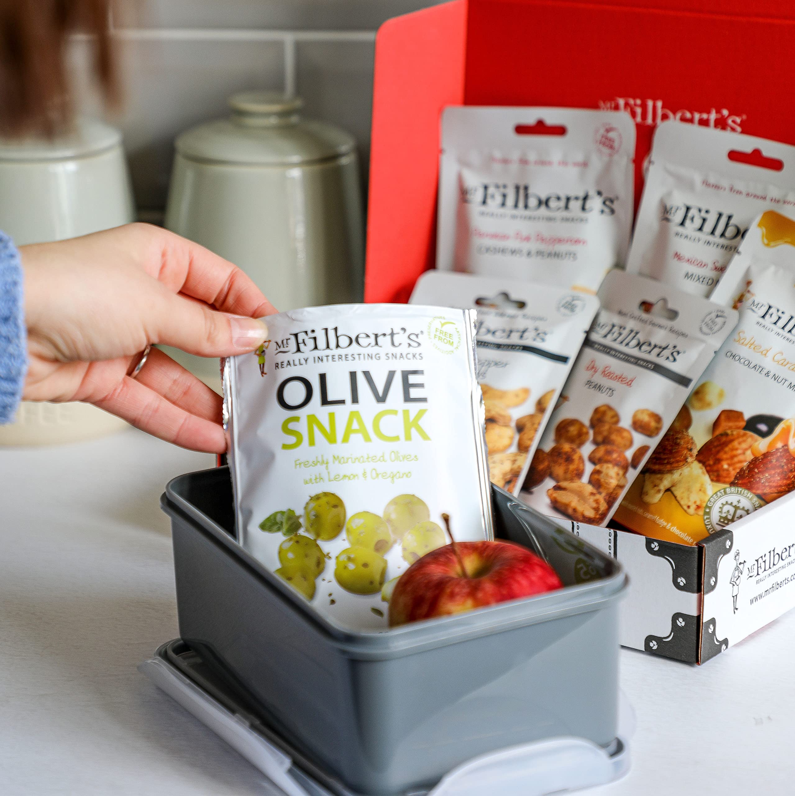 Mr Filbert's Snack Selection - Assorted Nuts and Olives - 6 Pack Gourmet Gift 4